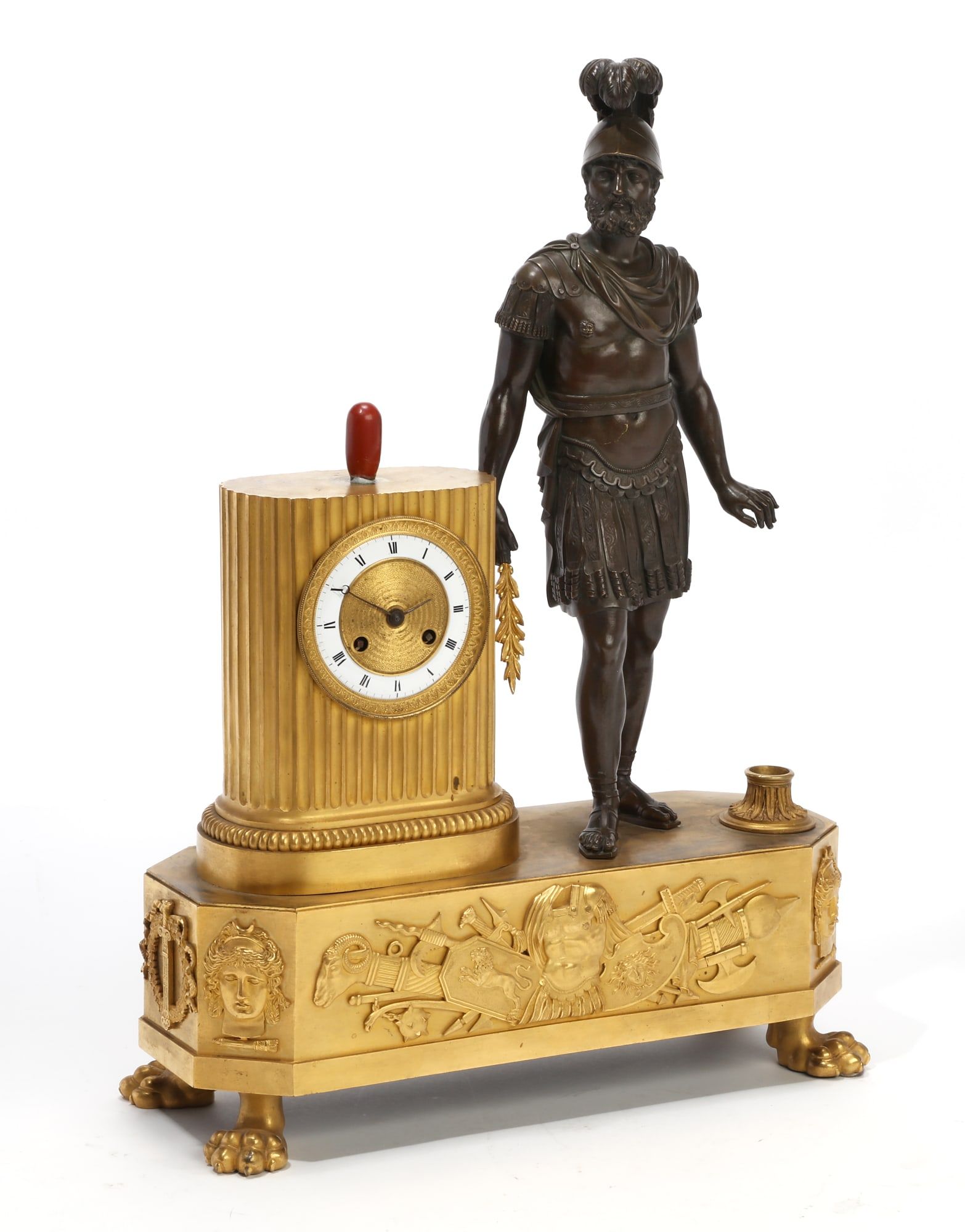 A CHARLES X BRONZE FIGURAL CLOCKA