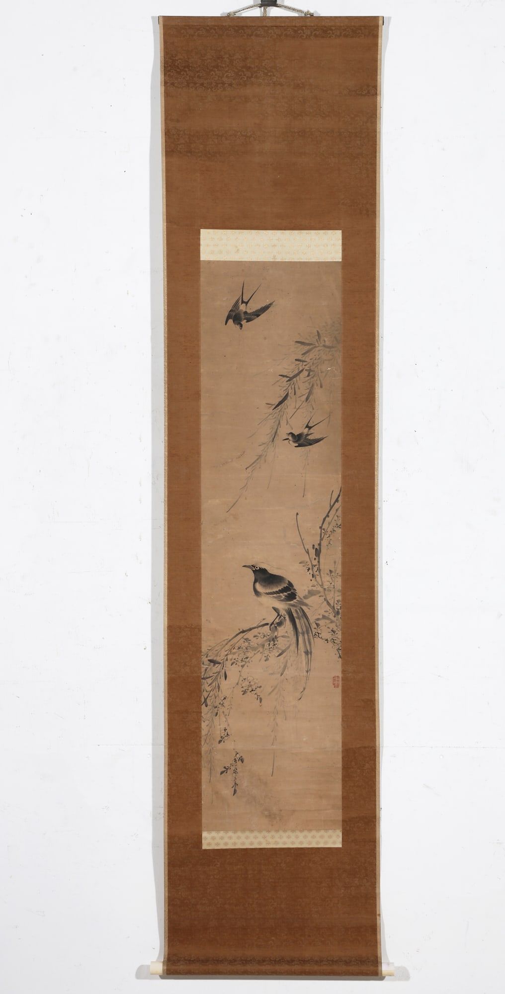 A CHINESE SCROLL DEPICTING BIRDS AND