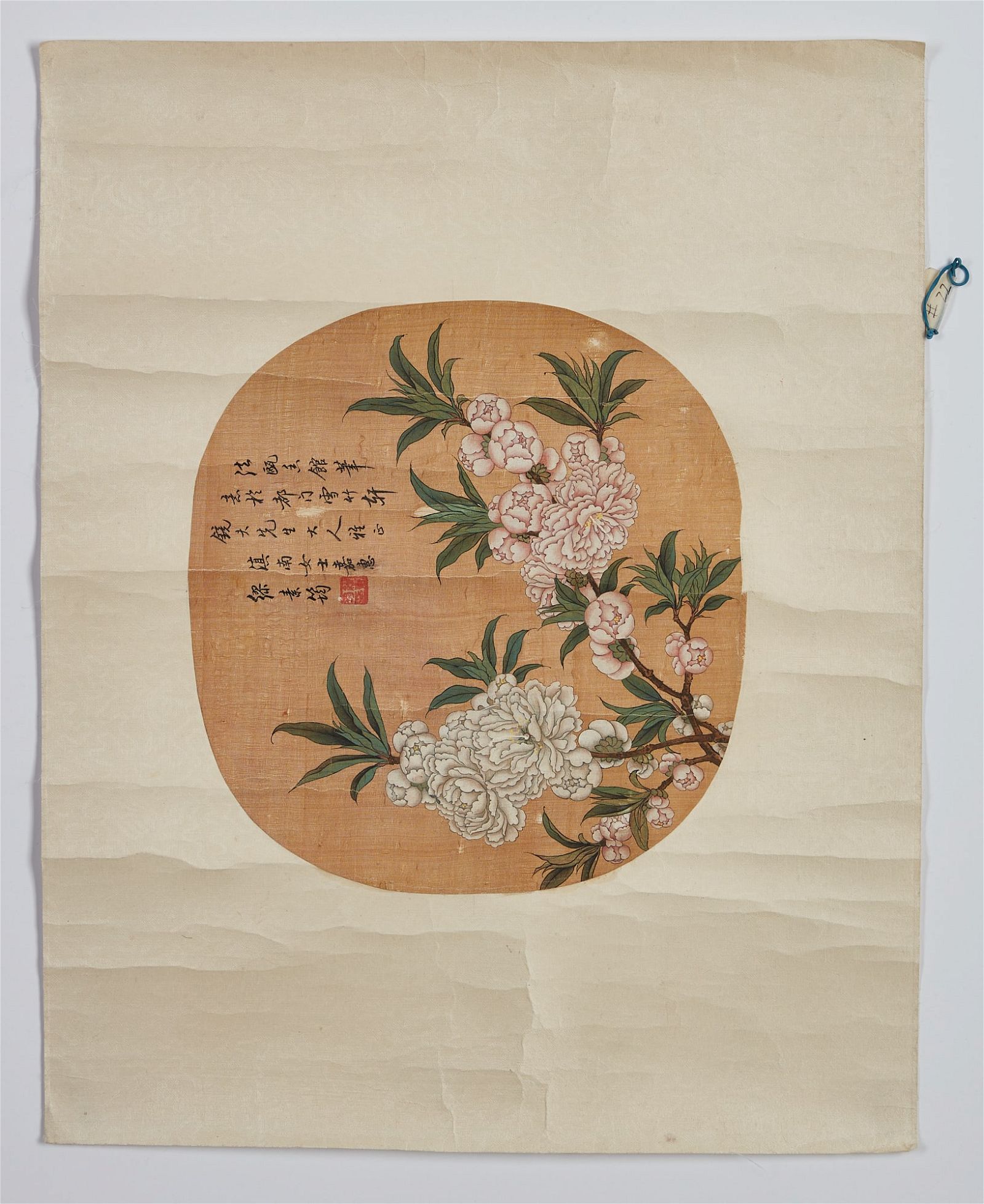 A CHINESE FLOWER FAN PAINTING ON