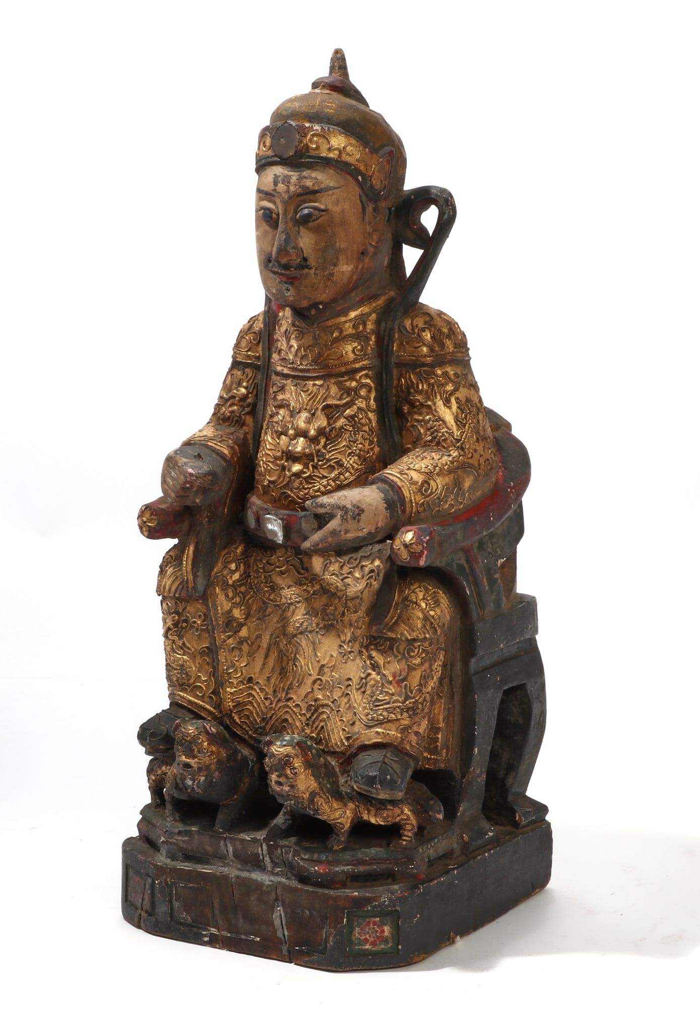 A JAPANESE WOOD MODEL OF A SEATED