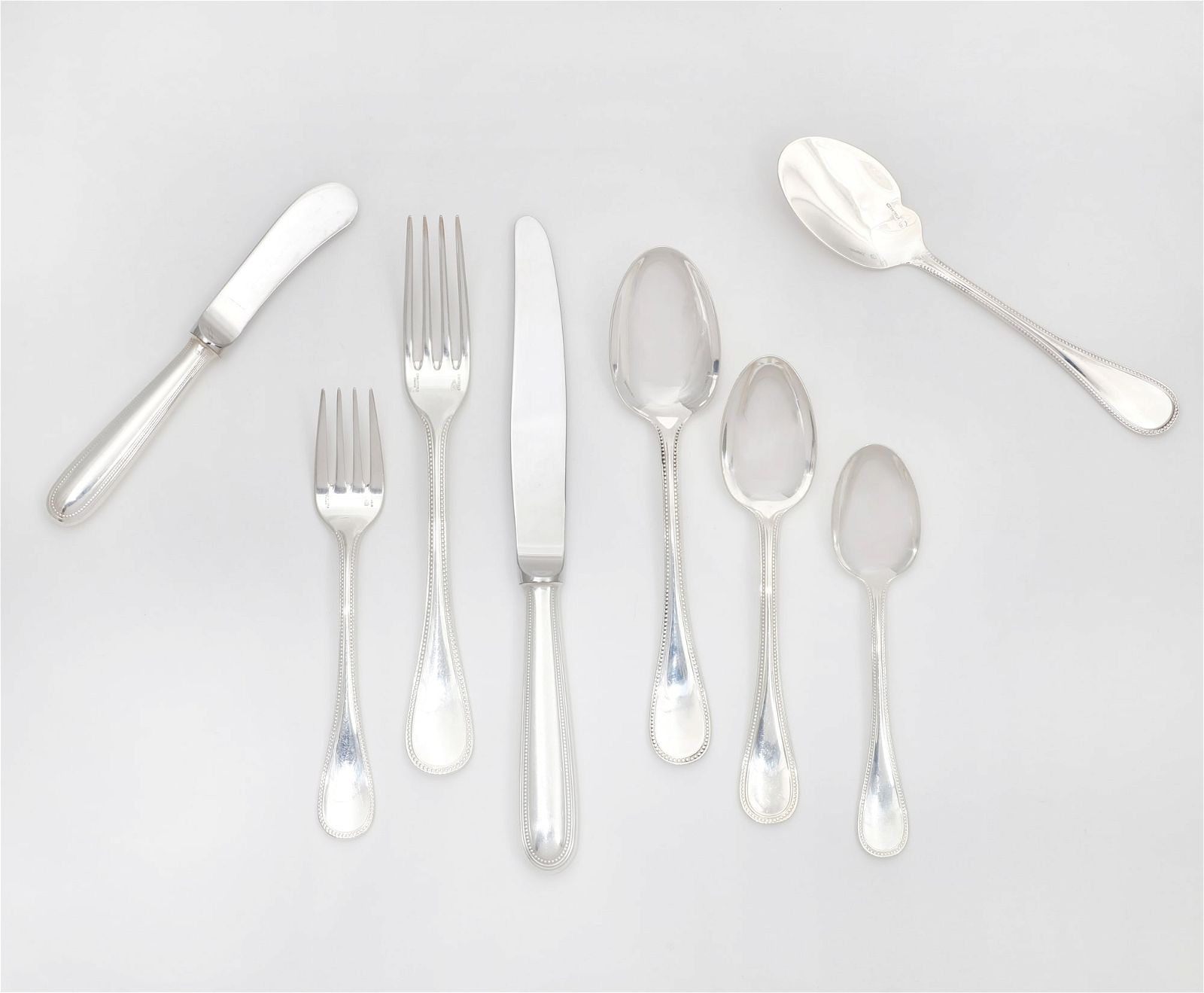 A CHRISTOFLE STERLING PERLES FLATWARE