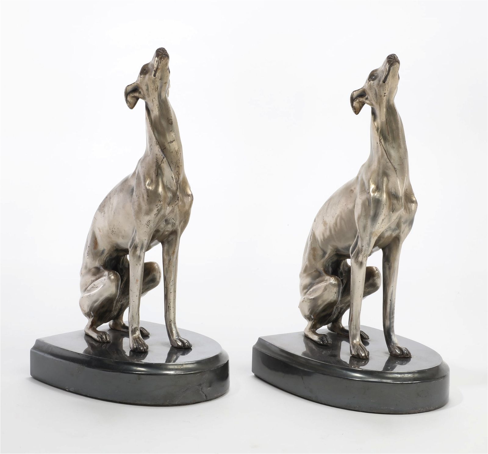 TWO GREYHOUND FORM BOOKENDSTwo