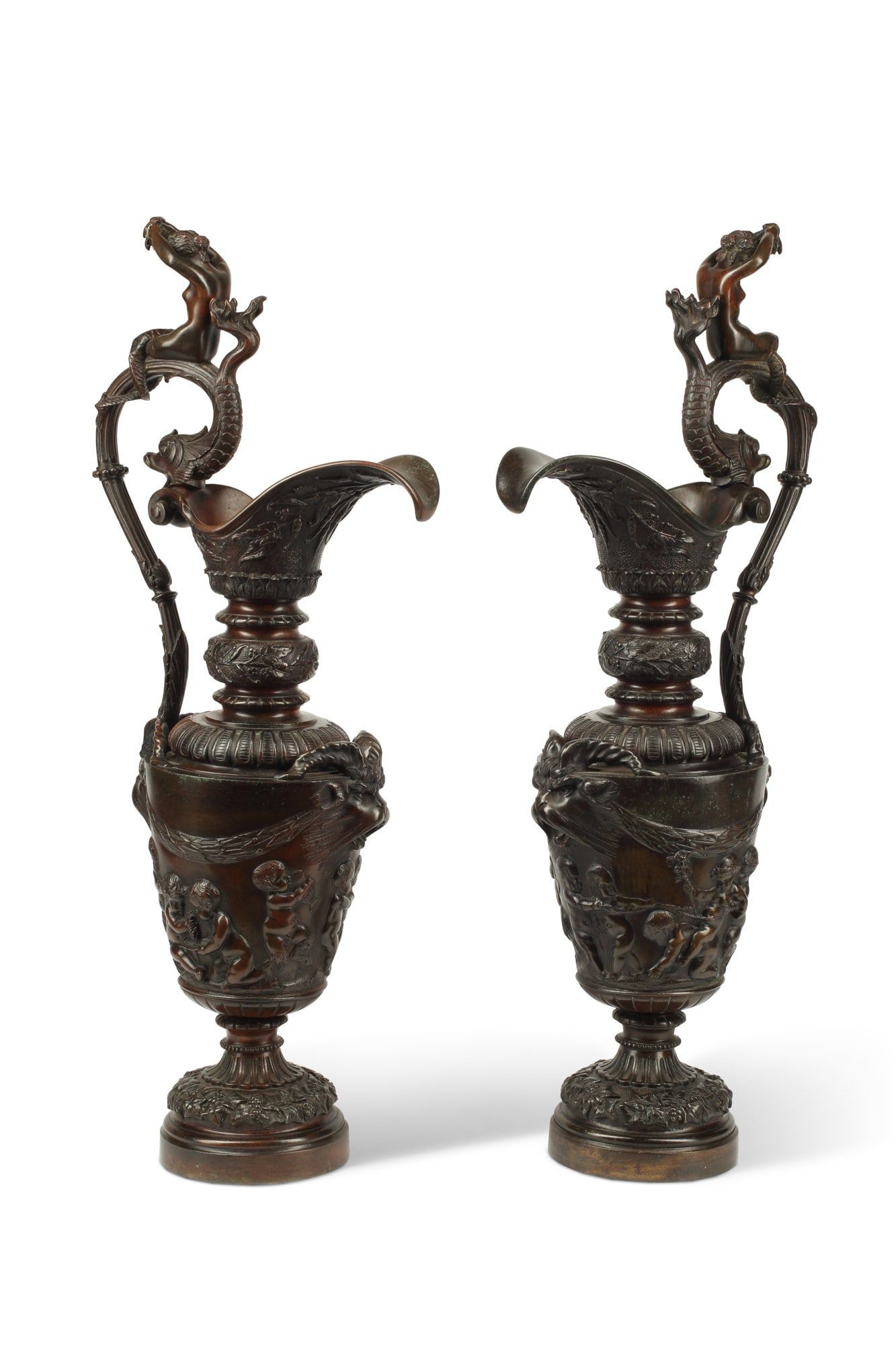 A PAIR OF  RENAISSANCE STYLE BRONZE