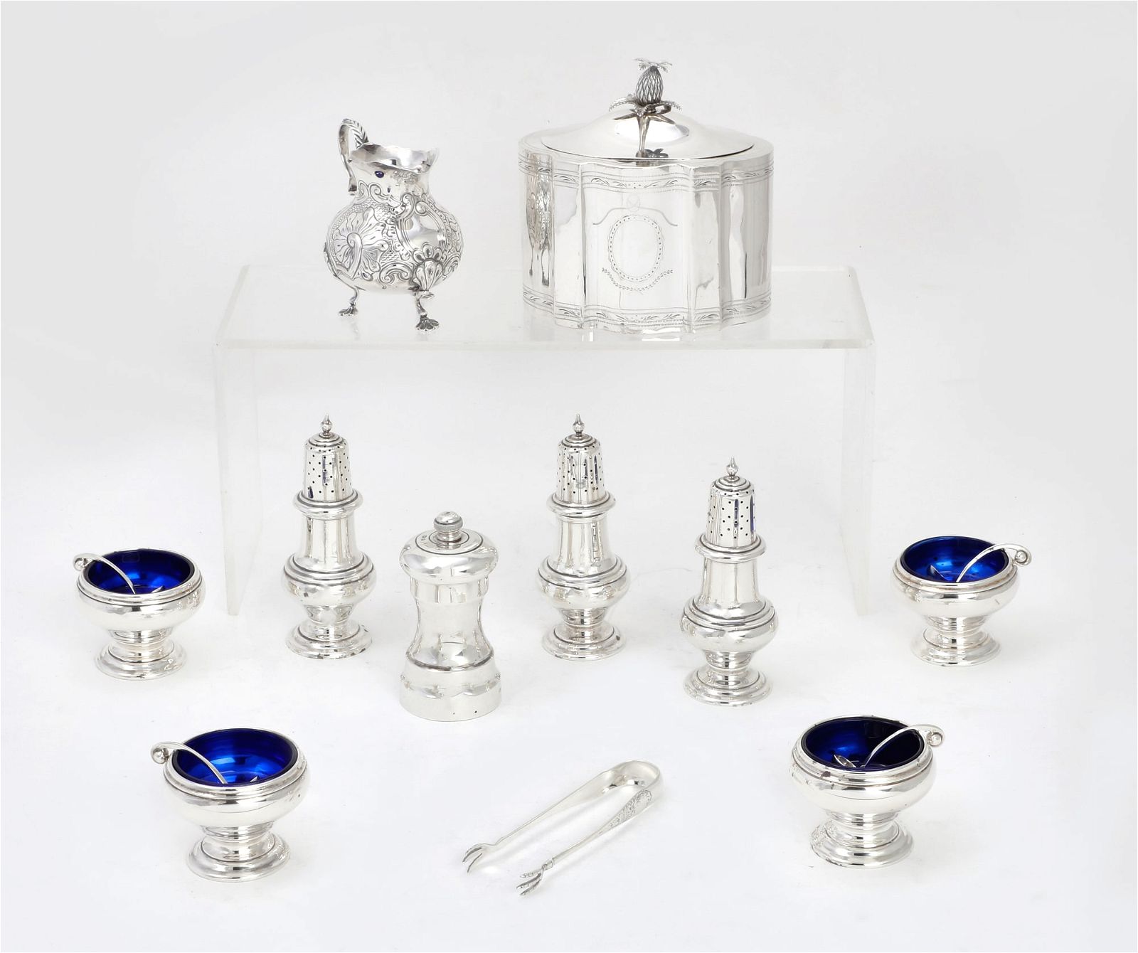 14 PIECE GROUP OF SILVER CONDIMENT