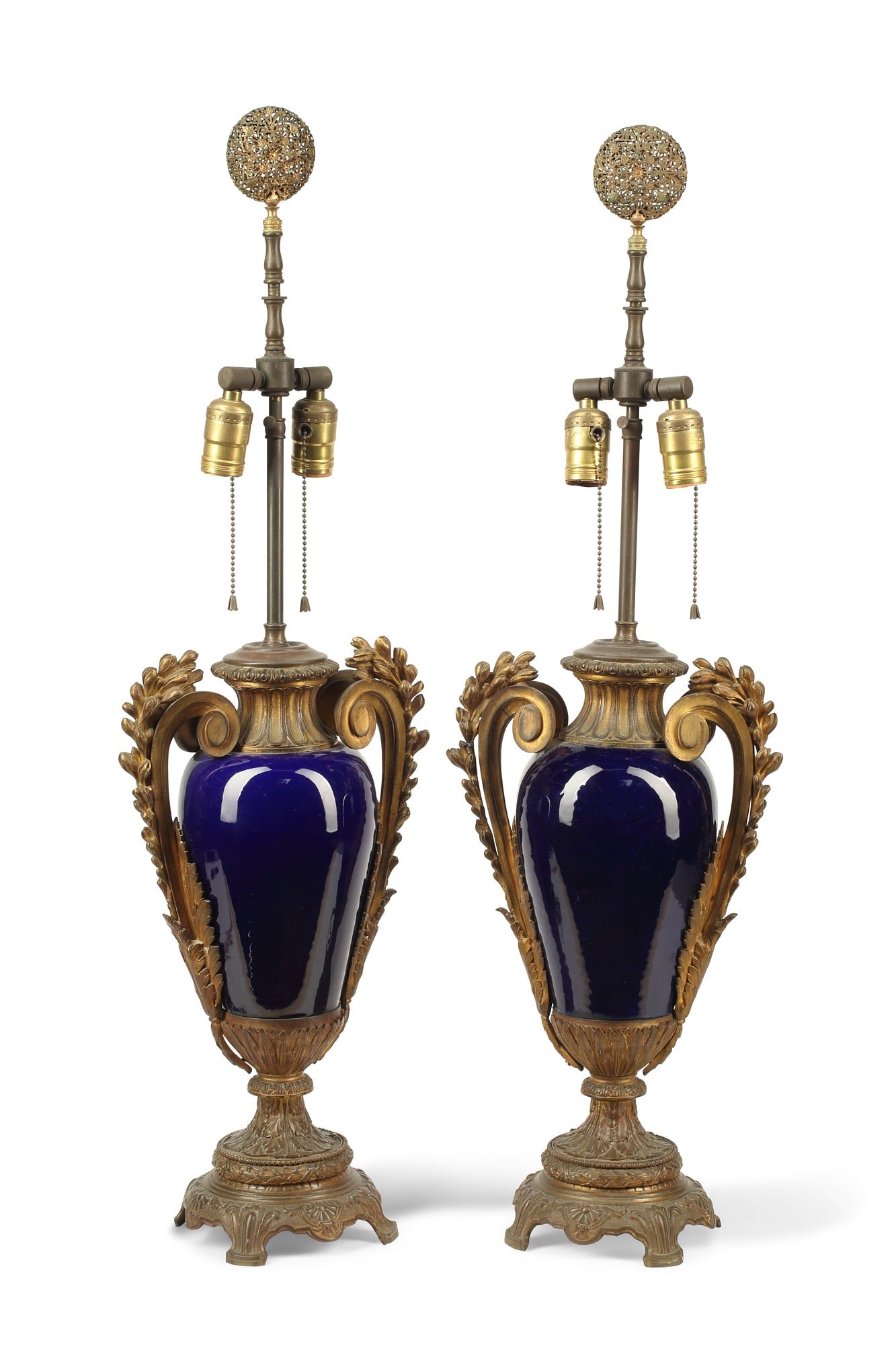 A PAIR OF FRENCH BRONZE AND PORCELAIN