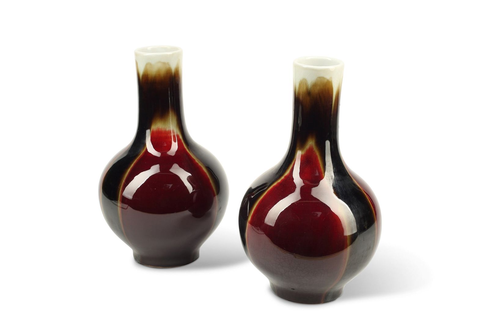 TWO CHINESE FLAMBE PORCELAIN BOTTLE