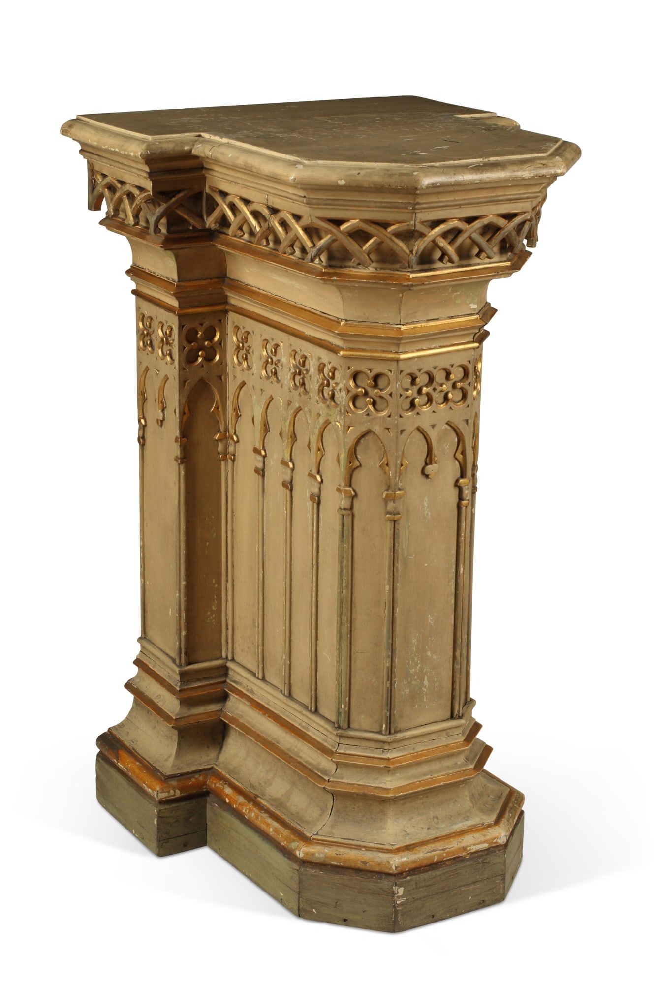 A GOTHIC REVIVAL CREAM PAINTED