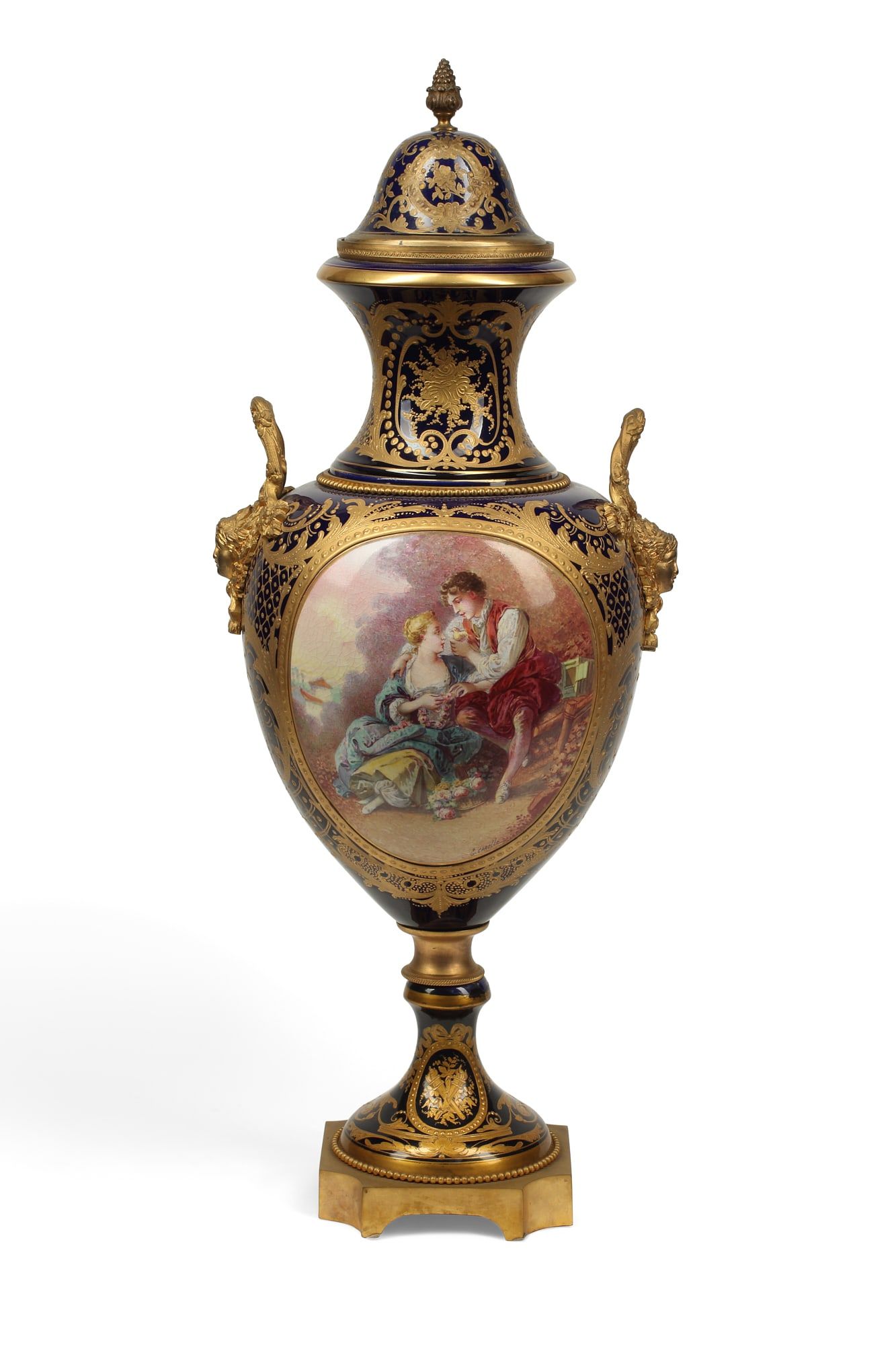 A SEVRES STYLE PAINTED EARTHENWARE