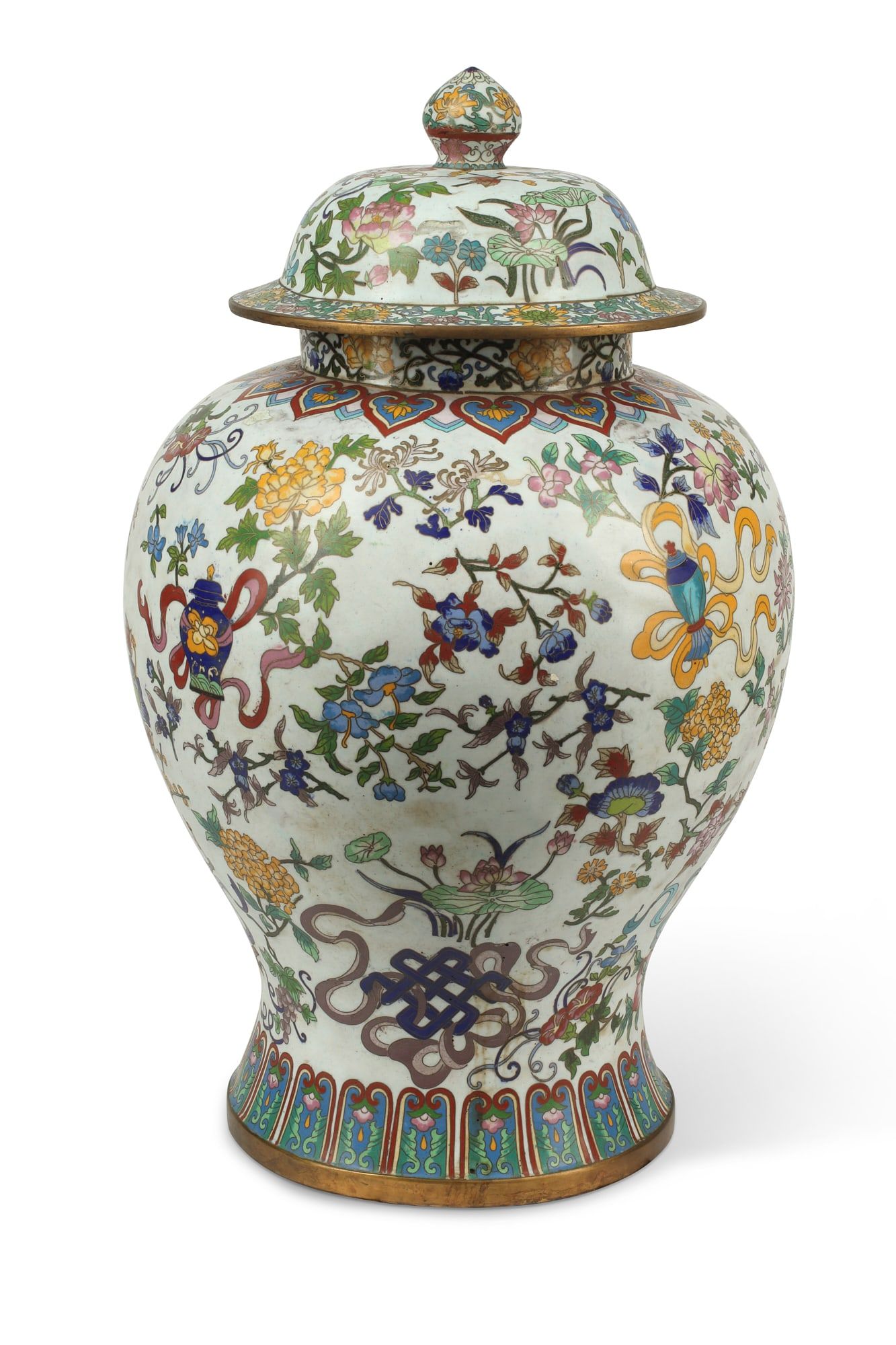 A LARGE CHINESE CLOISONNE COVERED