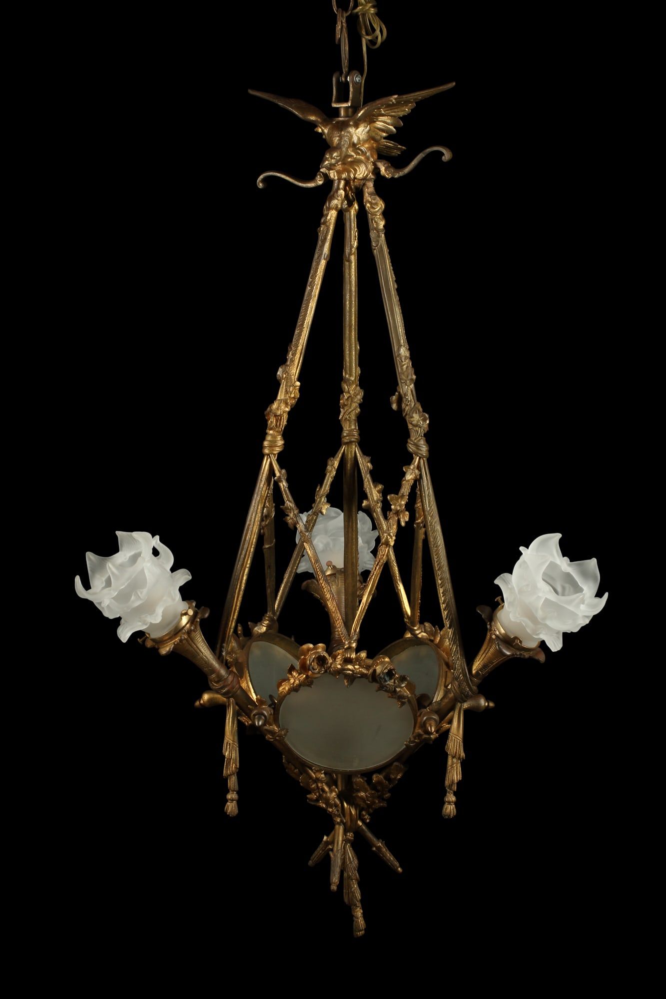 A LOUIS XVI STYLE GILT BRONZE CHANDELIERA