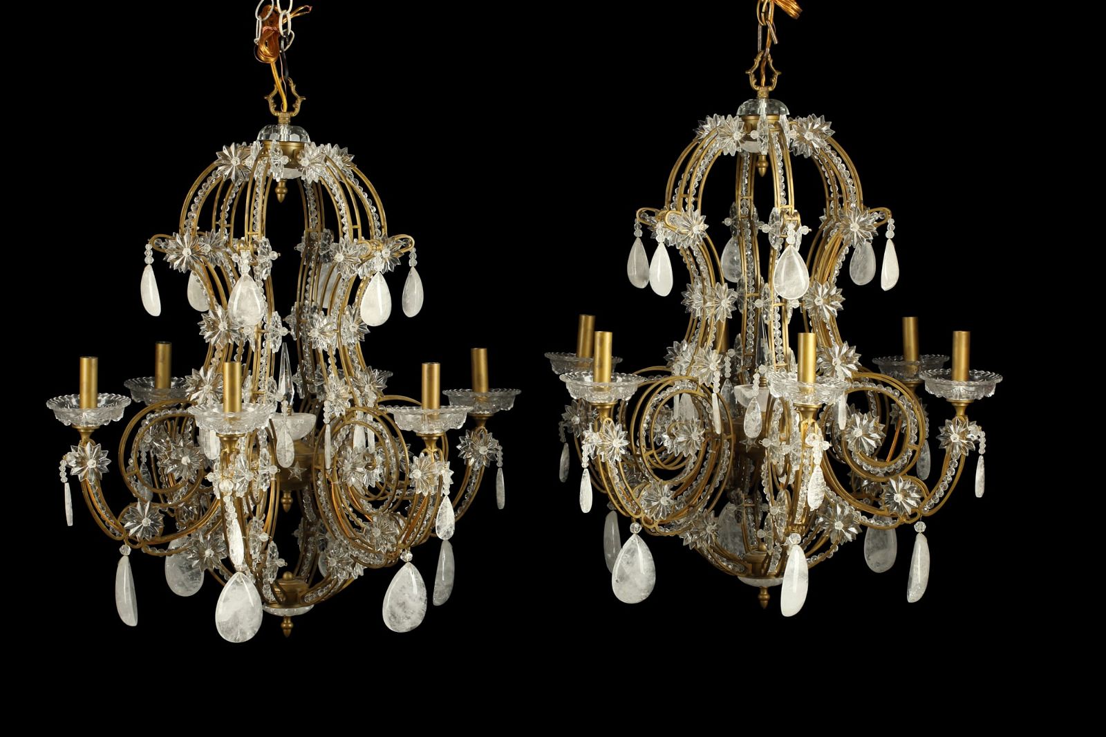 PAIR OF ROCOCO STYLE GLASS AND