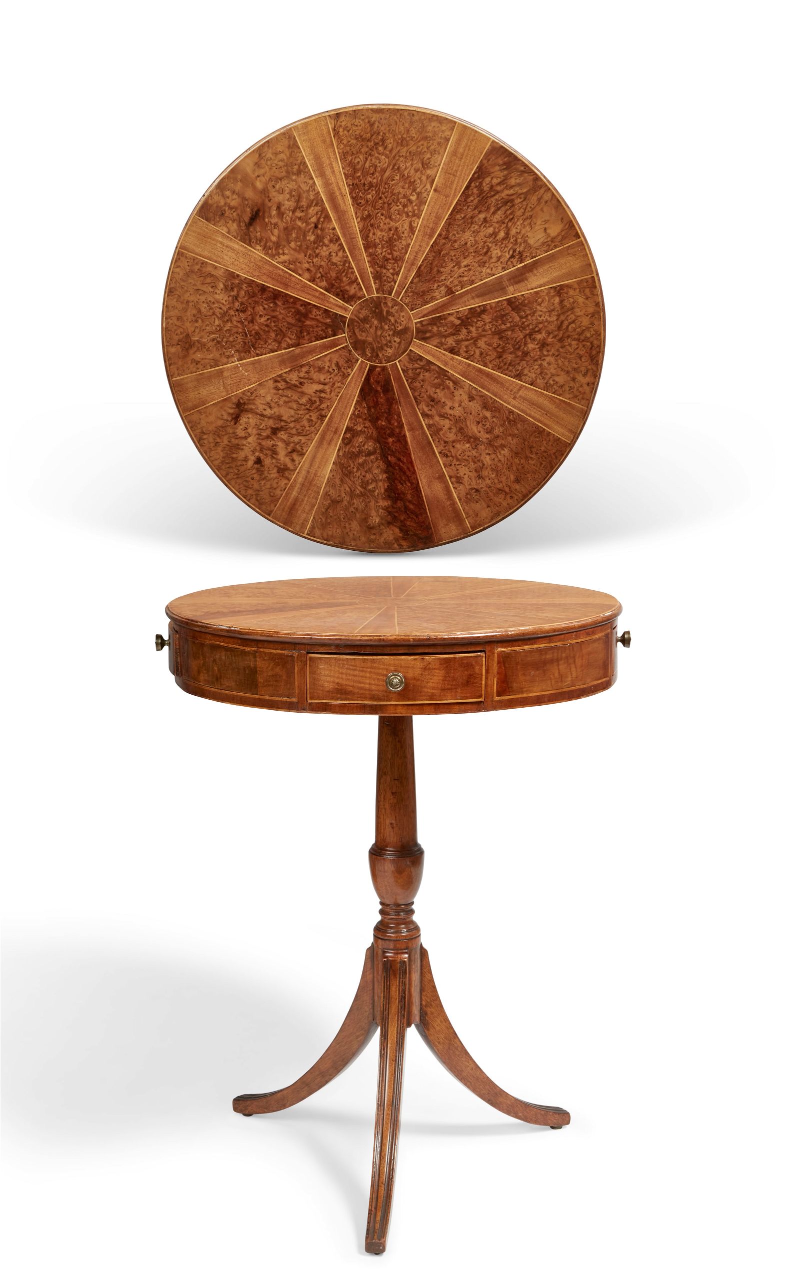 A REGENCY BURR YEWWOOD PEDESTAL