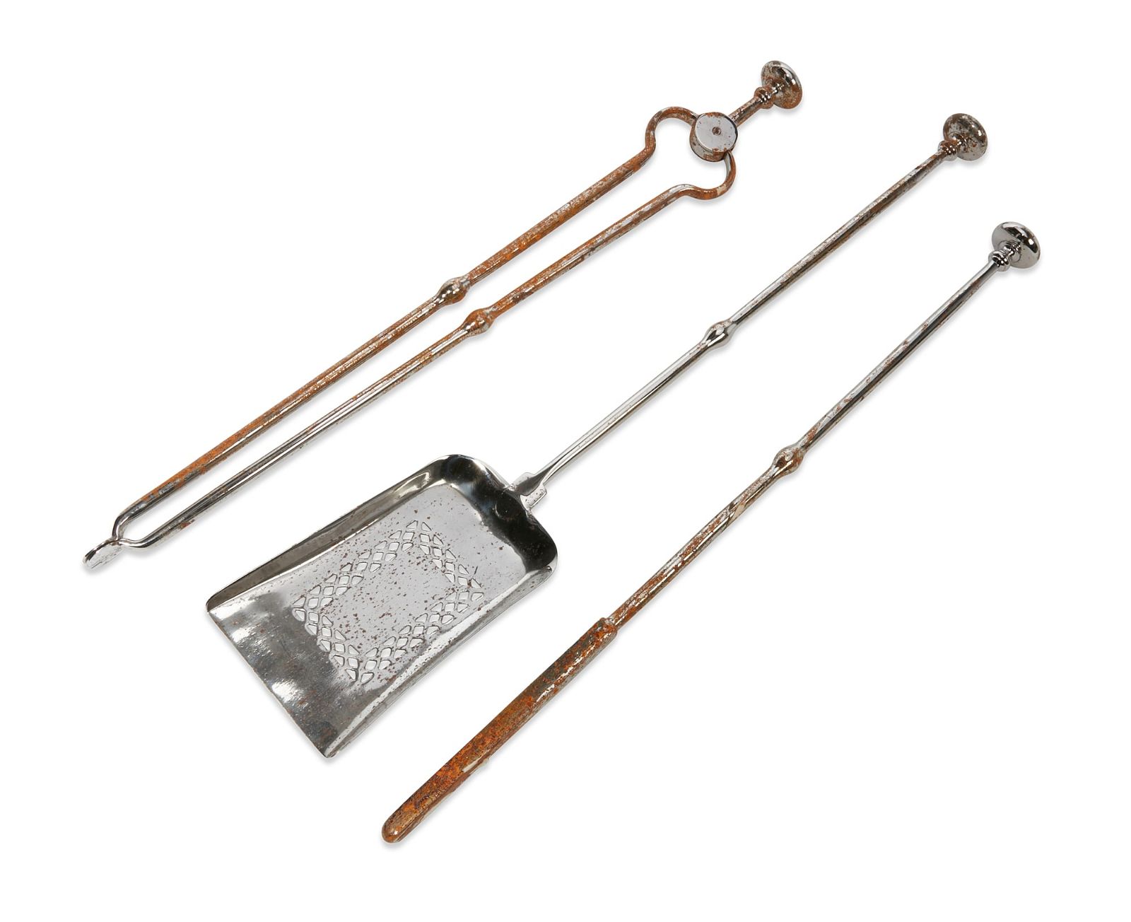 A THREE PIECE SET OF FRENCH STEEL