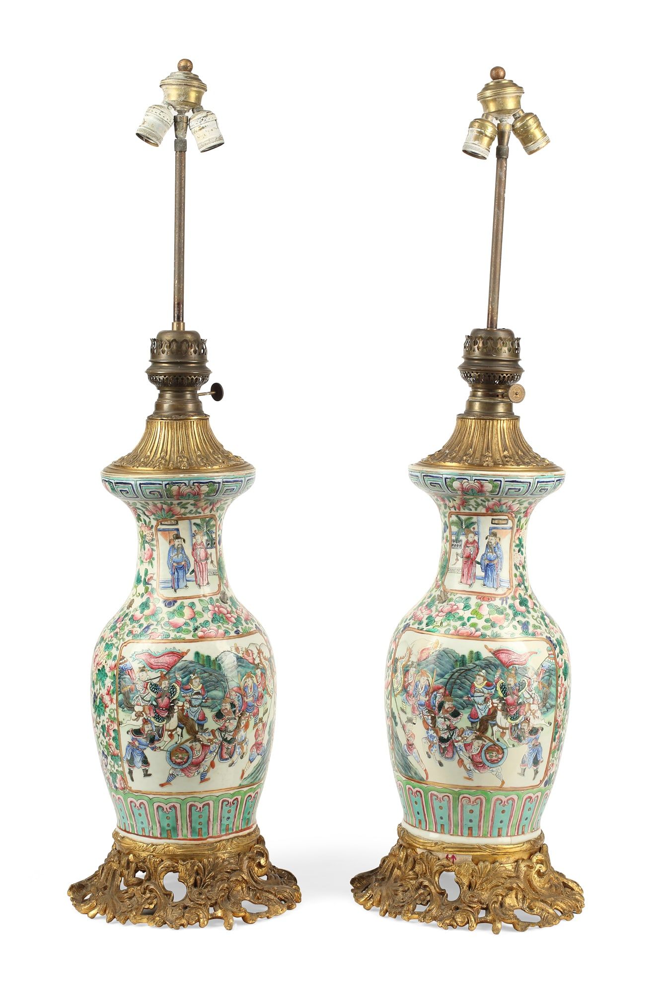 A PAIR OF CHINESE PORCELAIN & BRONZE
