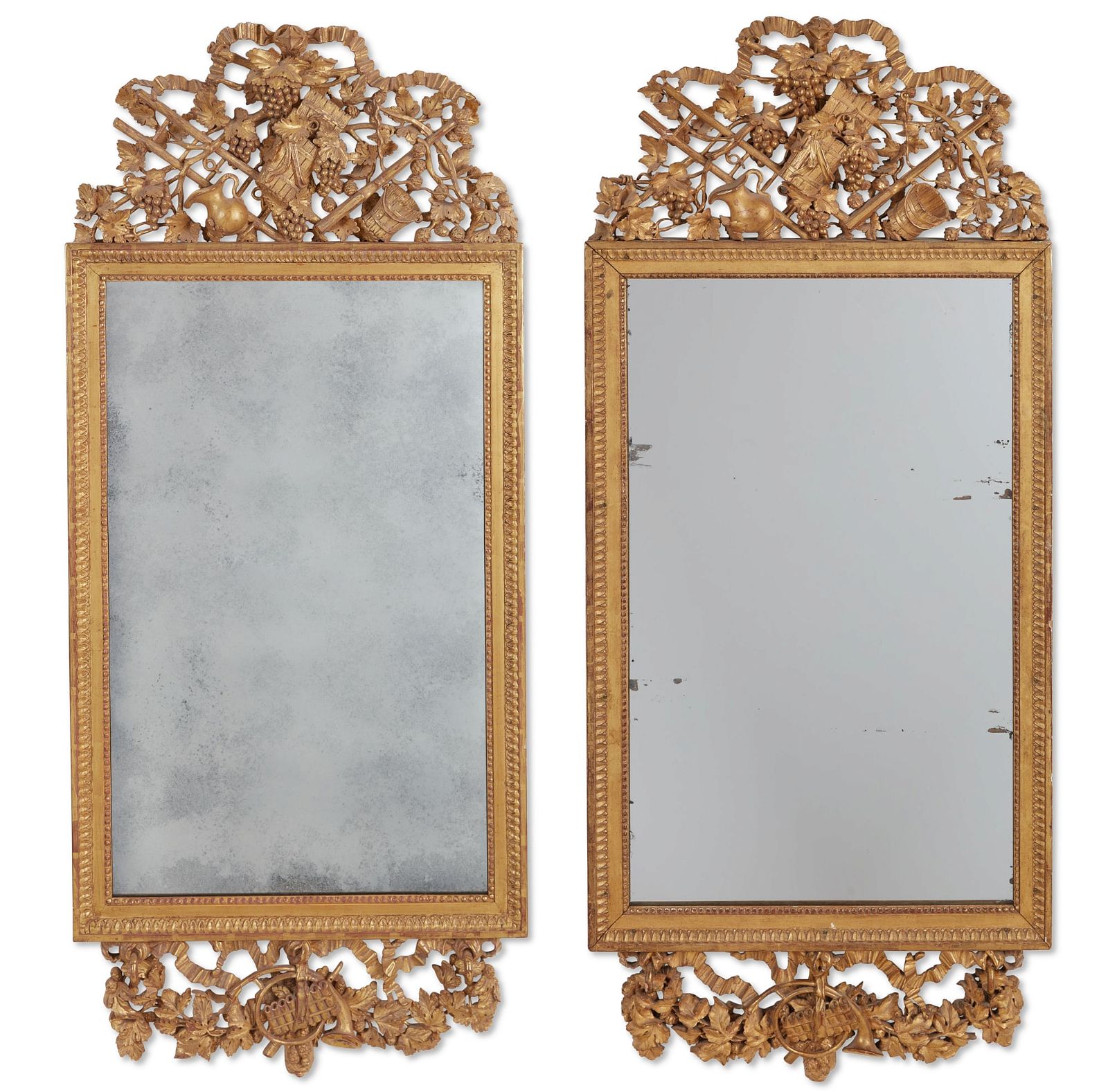 TWO LOUIS XVI GILTWOOD PIER MIRRORS,