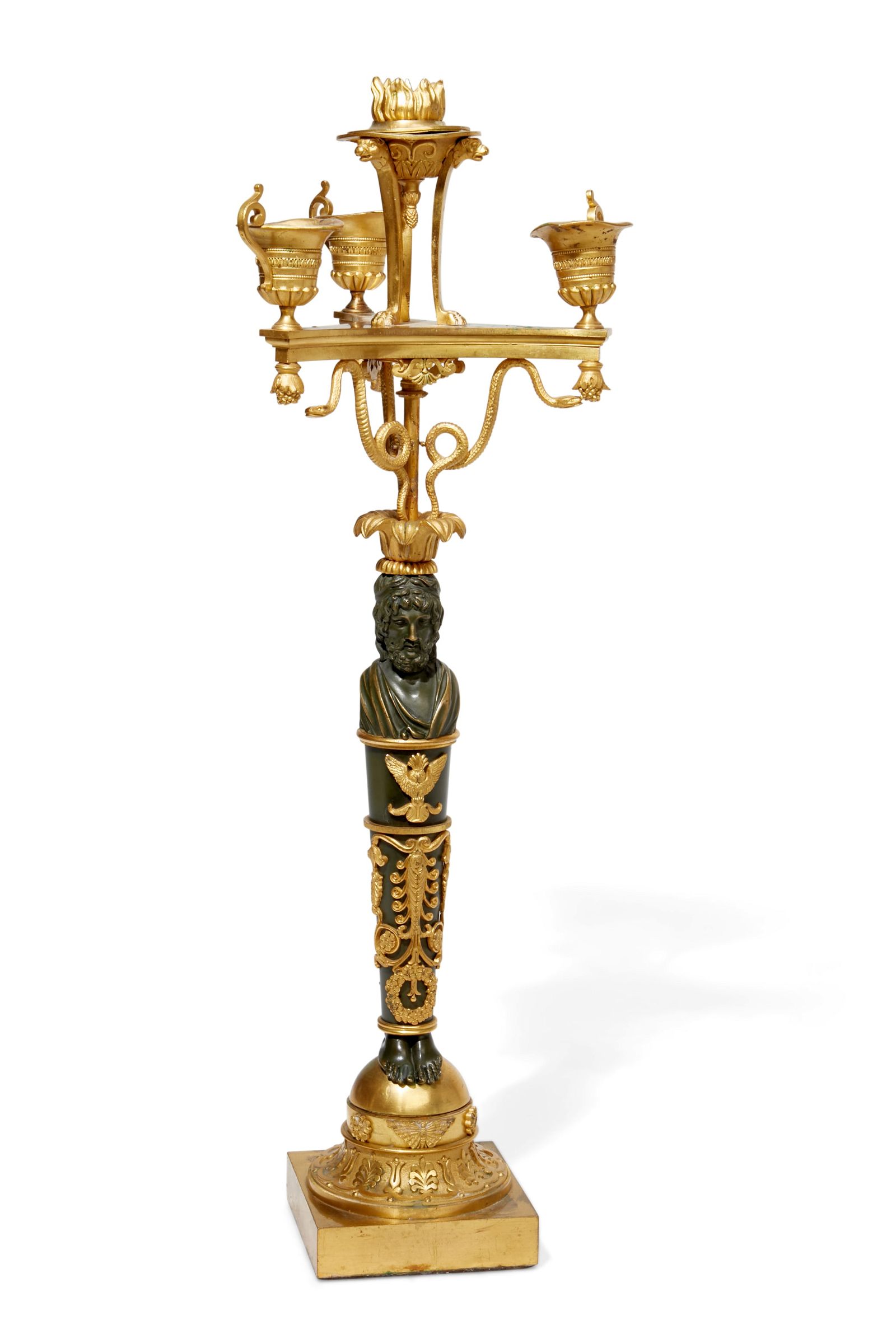 AN EMPIRE GILT AND PATINATED BRONZE