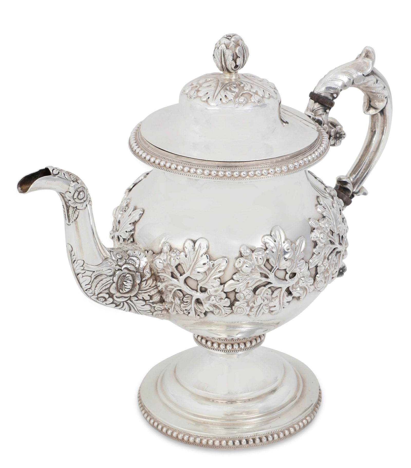 AMERICAN COIN SILVER TEAPOT, THIBAULT