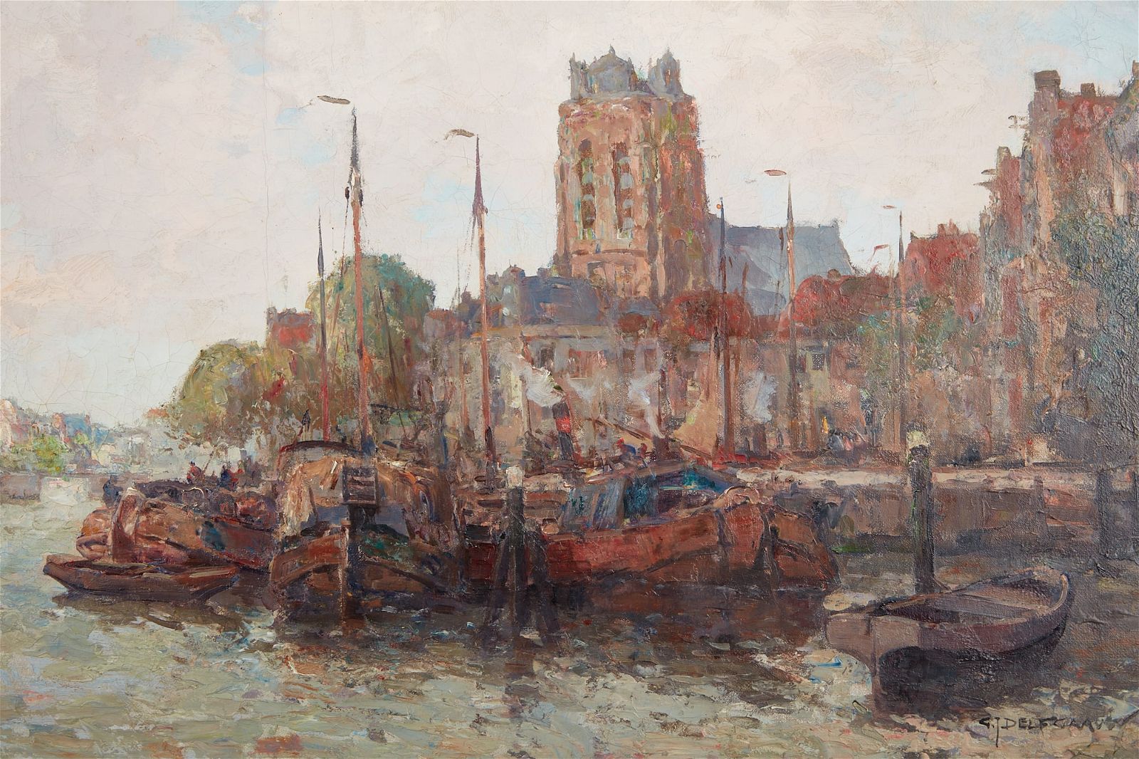 GERARD DELFGAAUW, BARGES ON A CANALGerard