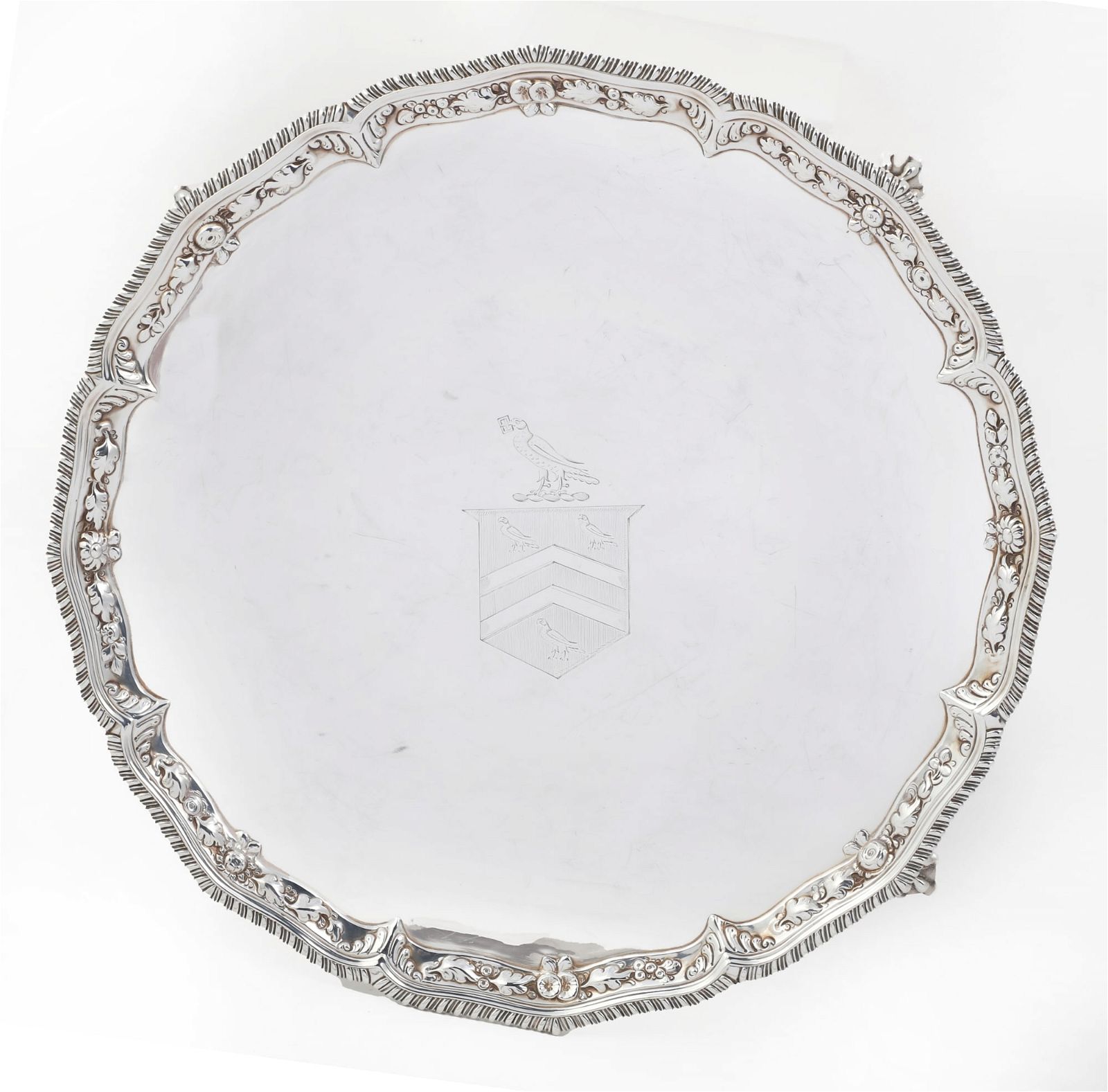 A GEORGE III STERLING SILVER FOOTED