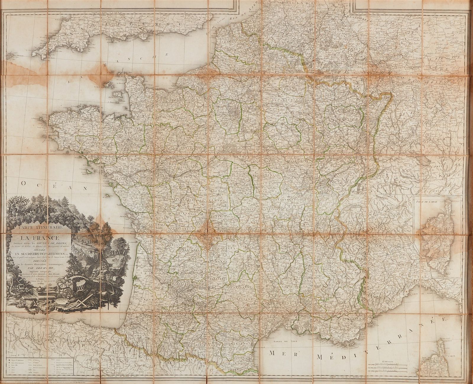 AN 1809 MAP OF THE POSTAL ROUTES