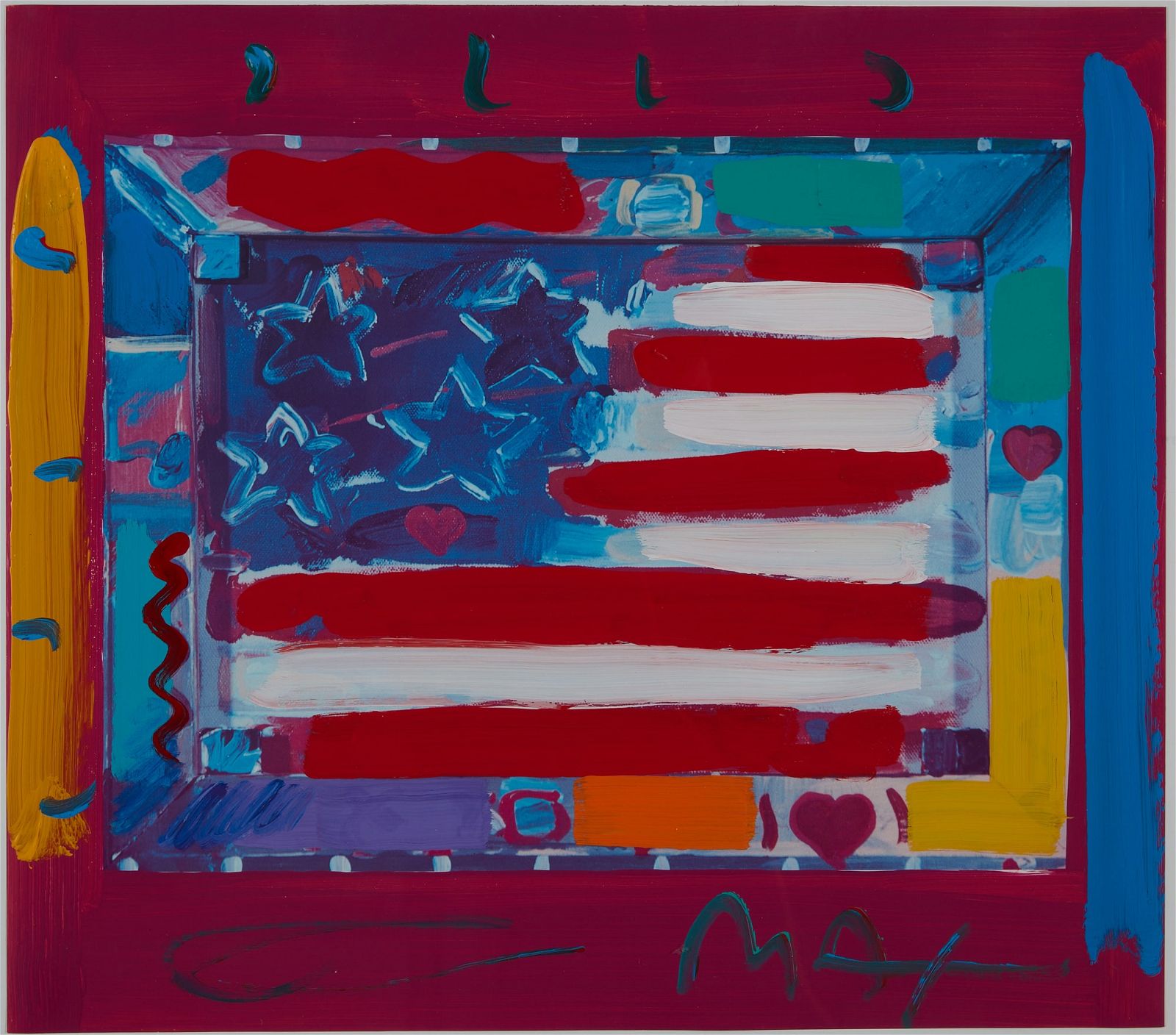 PETER MAX, FLAG WITH HEARTPeter