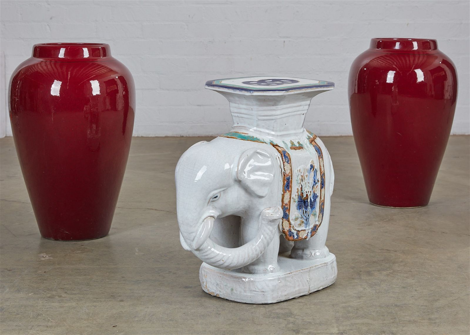 A PAIR OF ASIAN FLOOR VASES WITH
