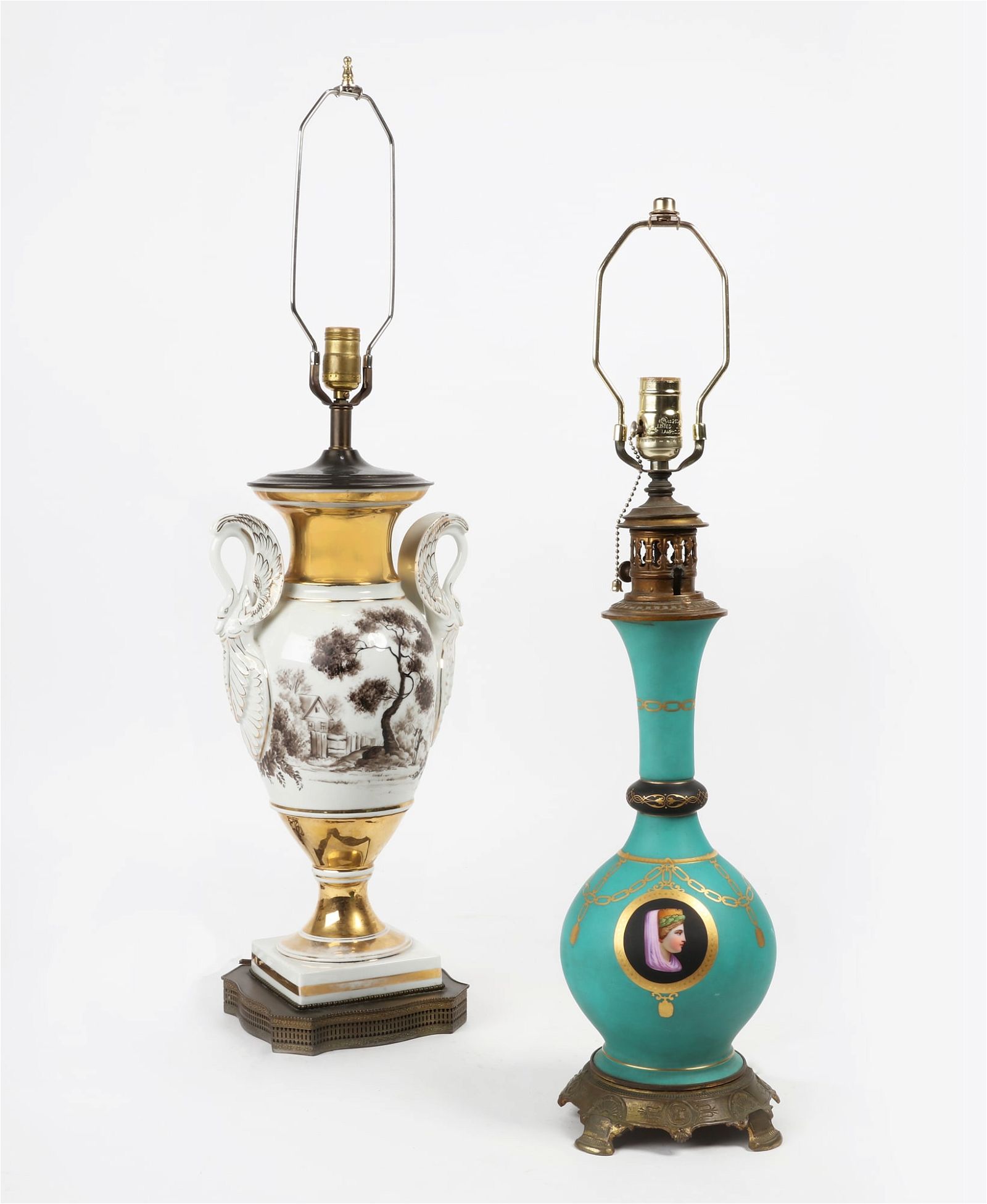 TWO FRENCH PORCELAIN VASES MOUNTED