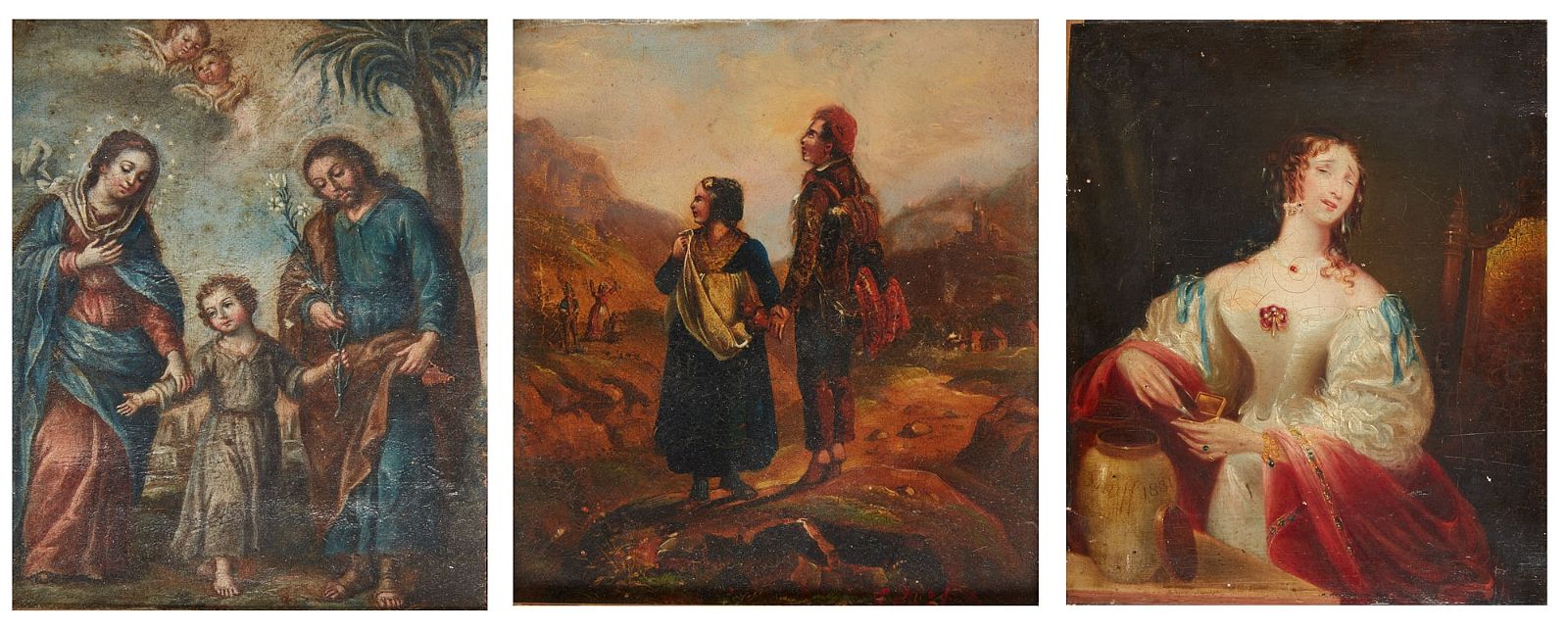 THREE PAINTINGS, 19TH CENTURYThree