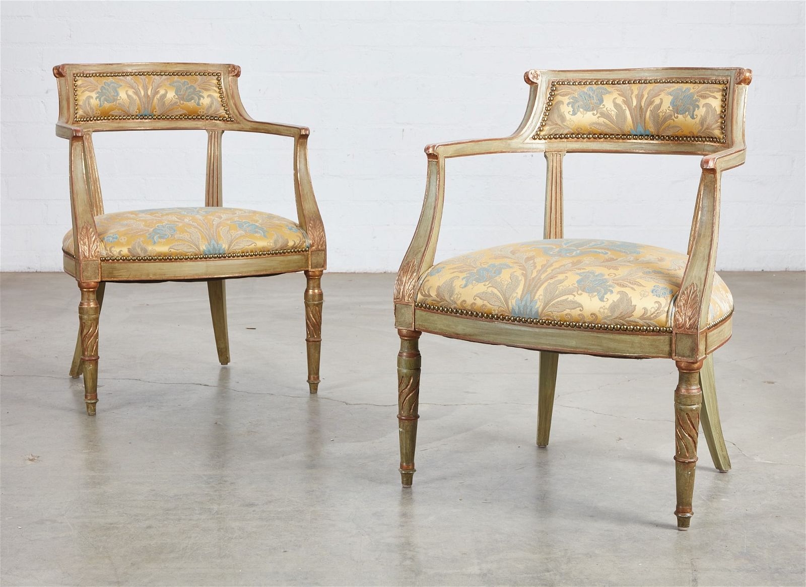 A PAIR OF LOUIS XVI STYLE DECORATED