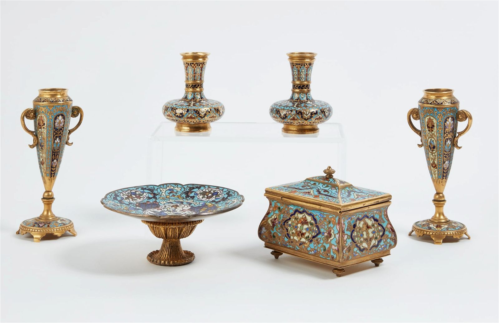 A COLLECTION OF FRENCH CHAMPLEVE ENAMEL