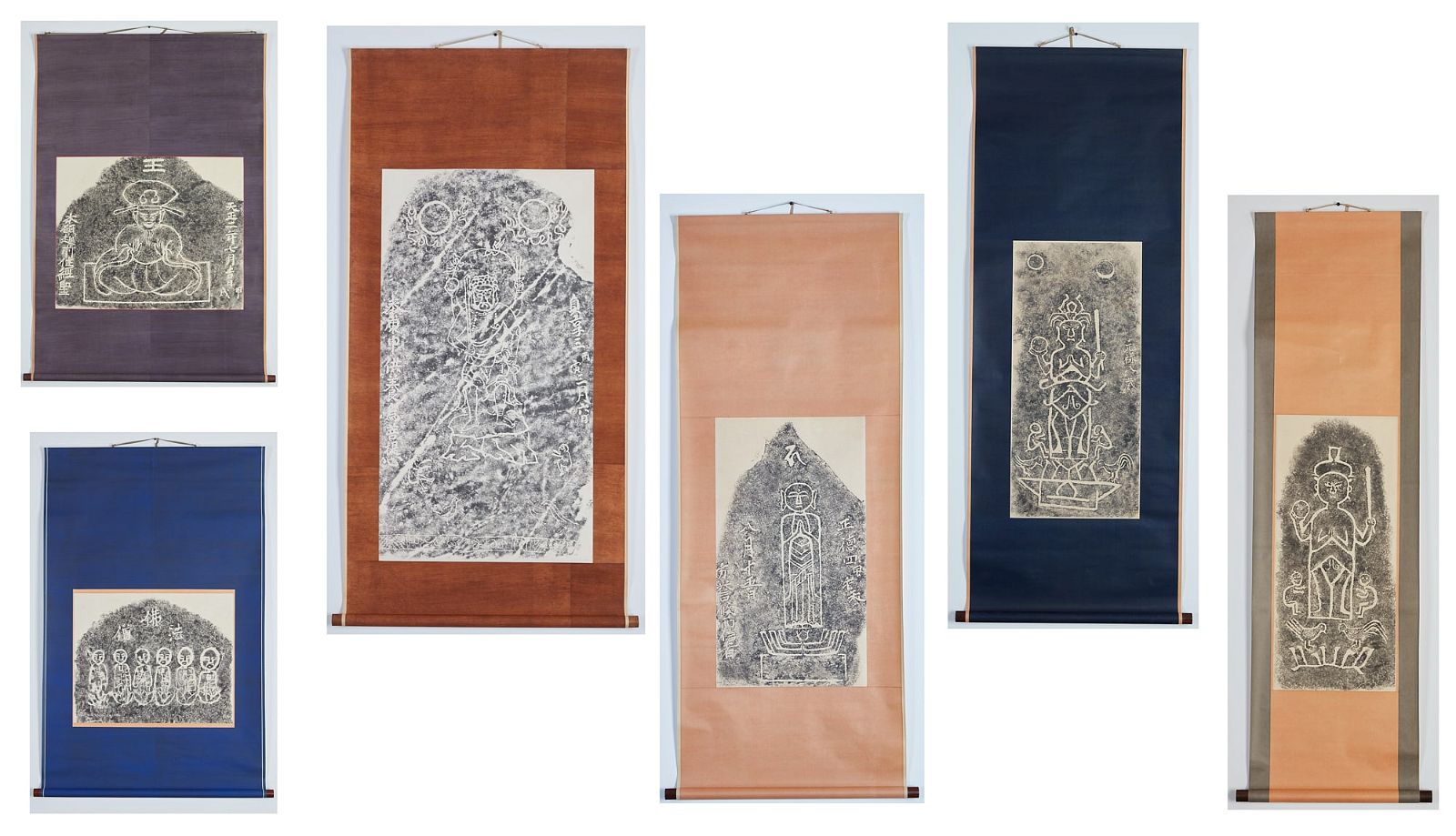 SIX JAPANESE RUBBINGS MOUNTED TO