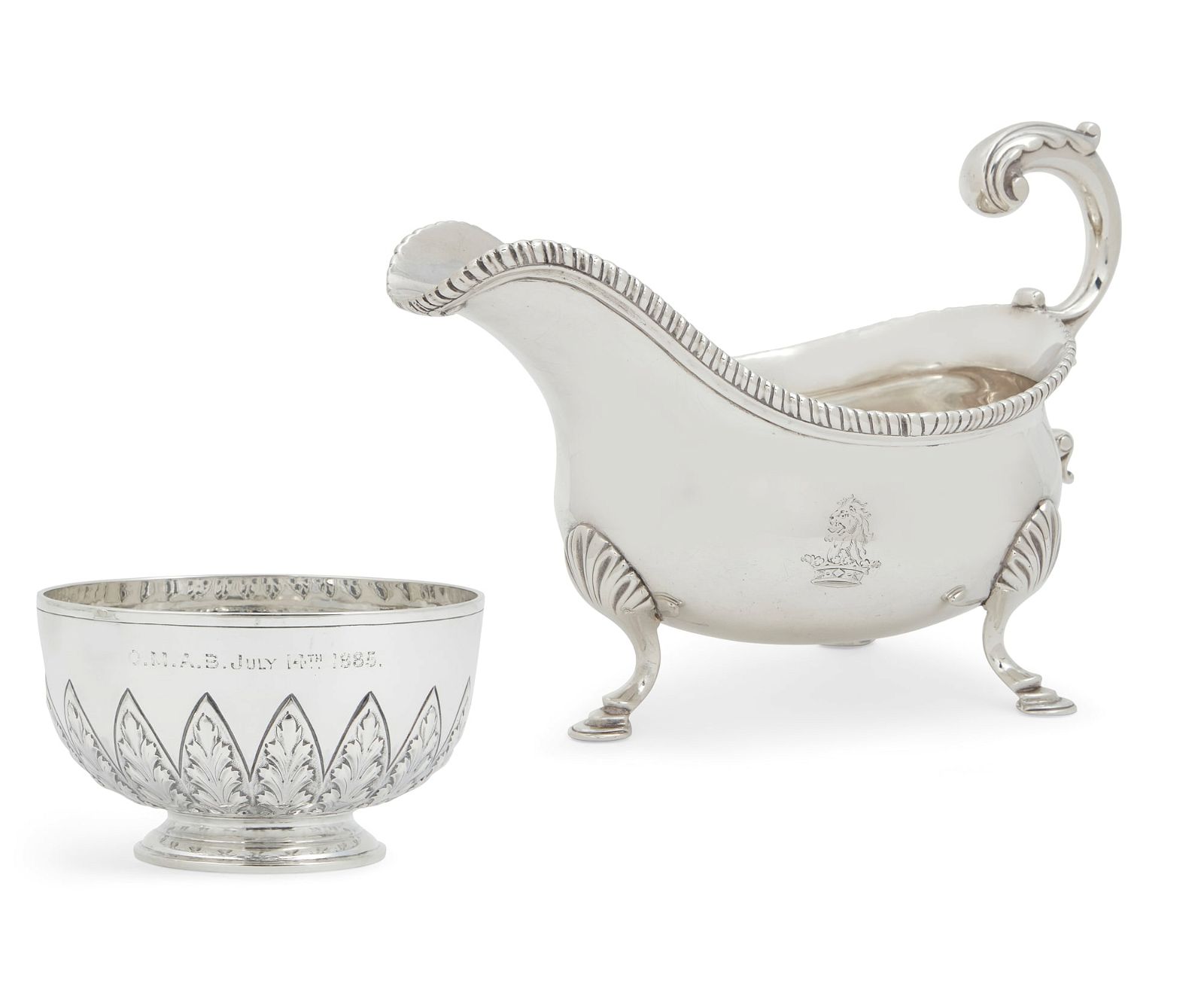 A GEORGE III SAUCE BOAT AND A VICTORIAN