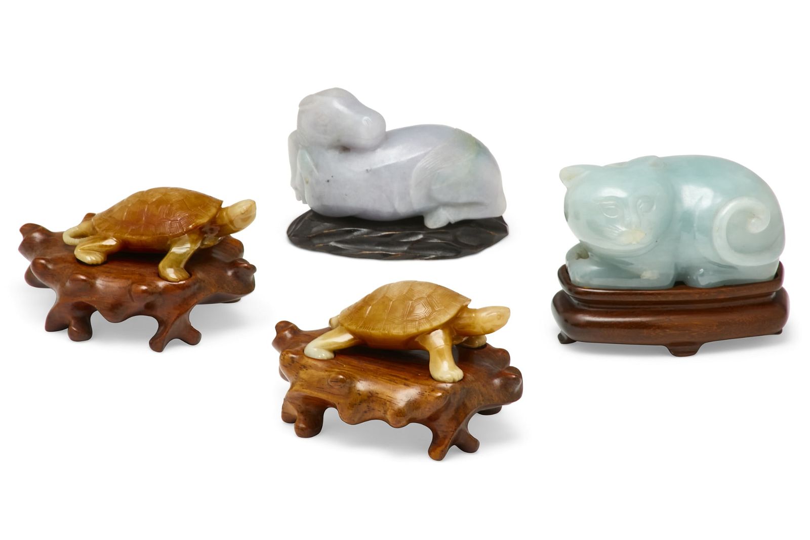 FOUR CHINESE HARDSTONE MODELS OF