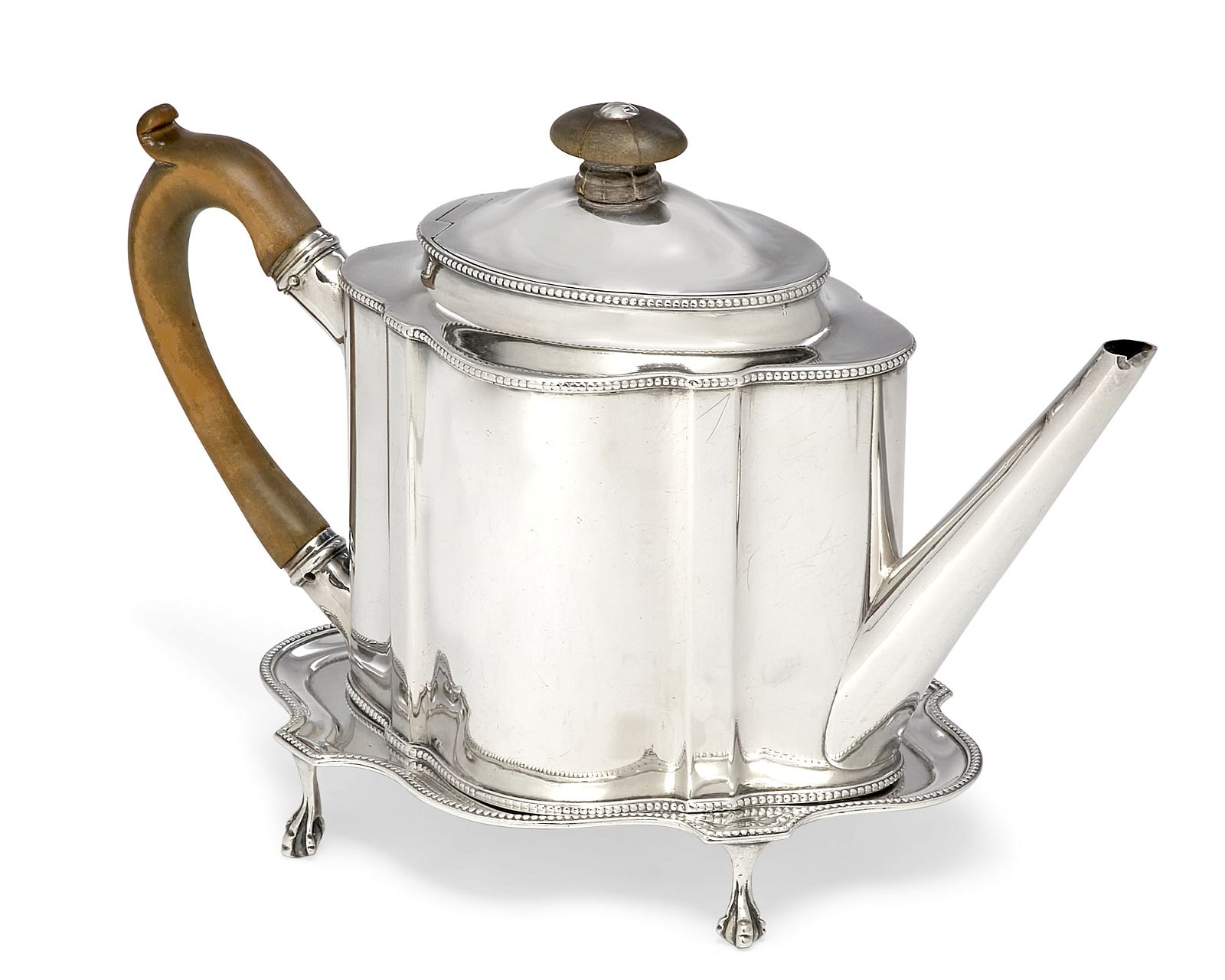 A GEORGE III STERLING SILVER TEAPOT