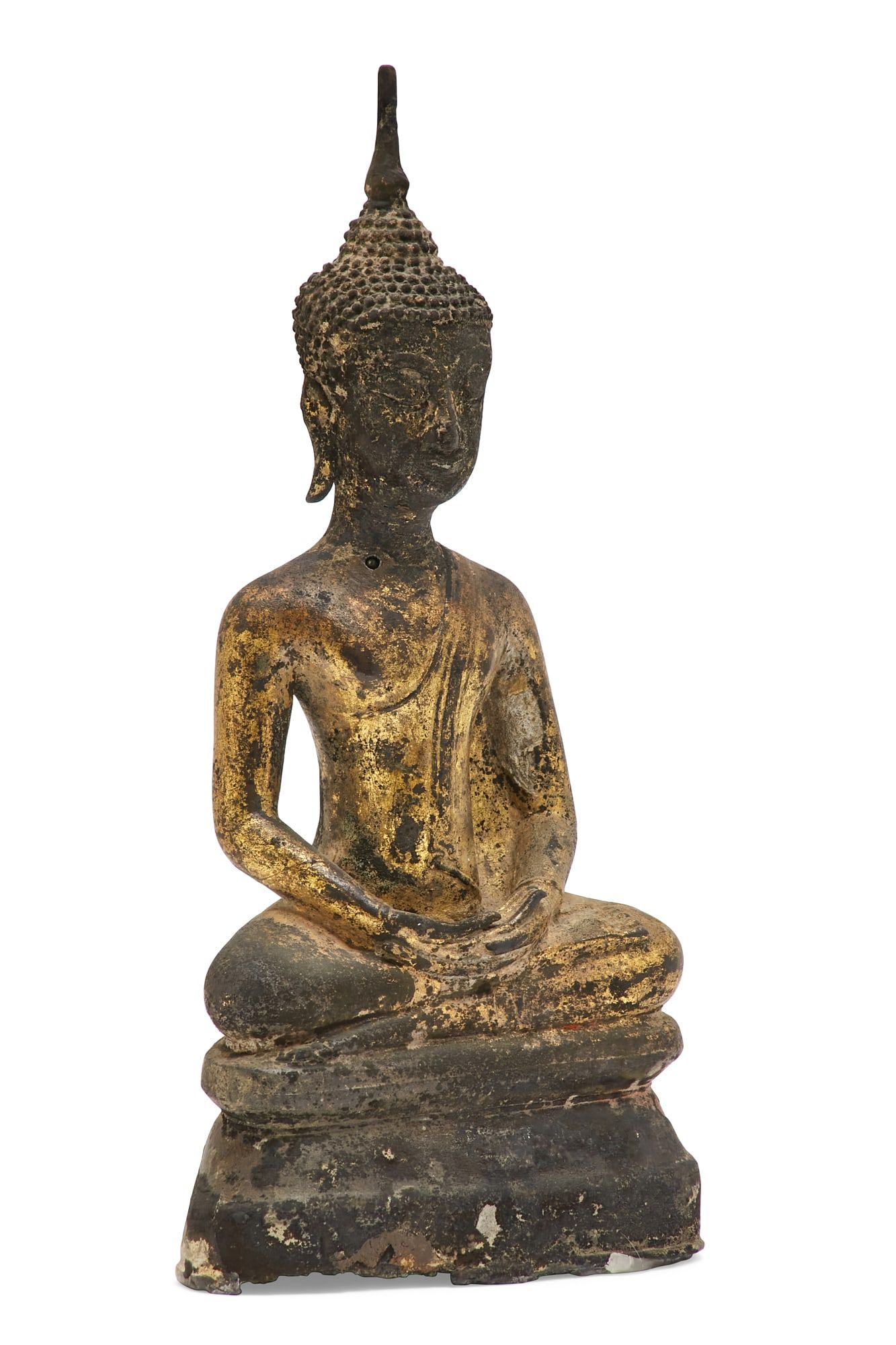 A THAI GILT METAL ALLOY MODEL OF