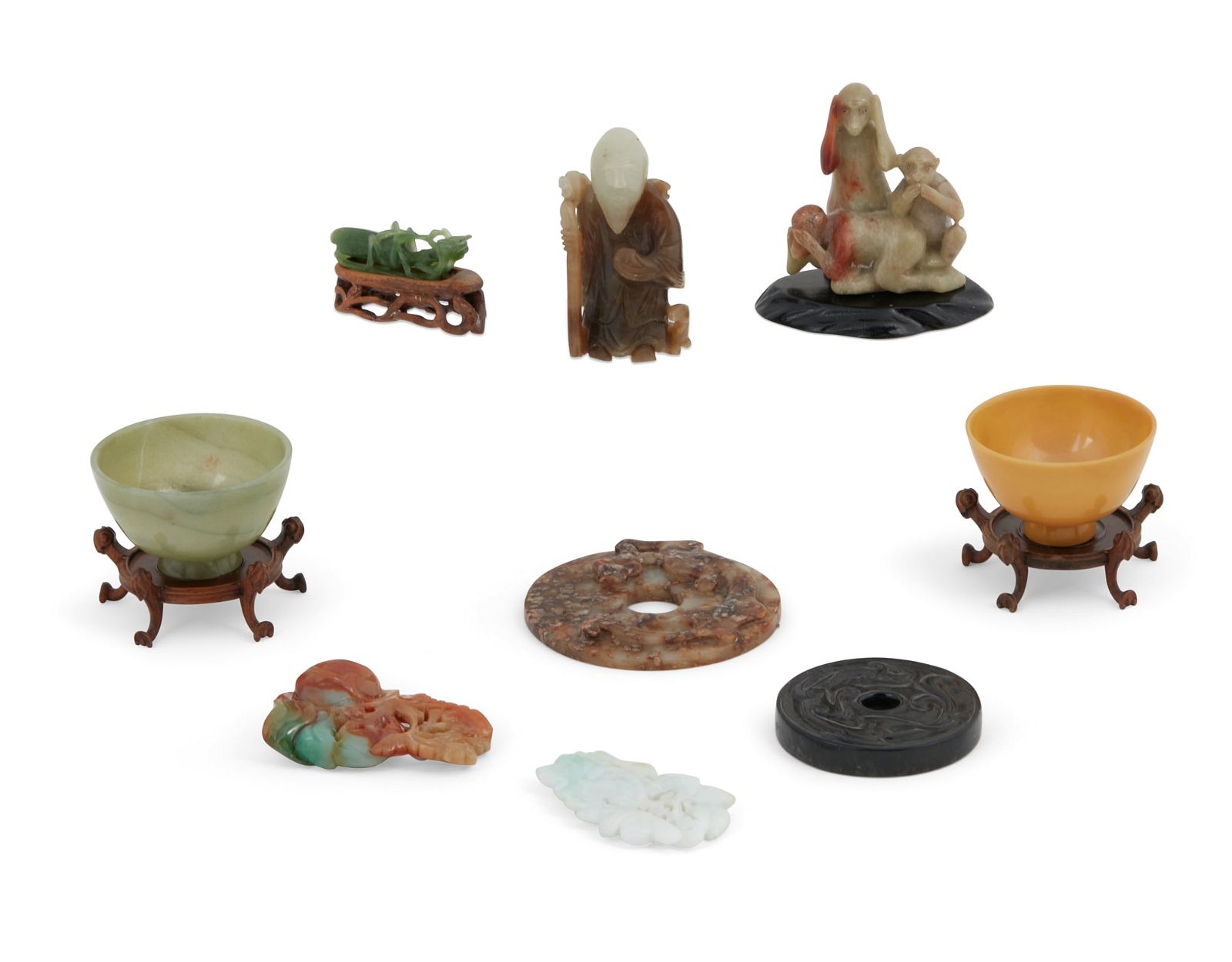 A NINE PIECE GROUP OF CHINESE HARDSTONE