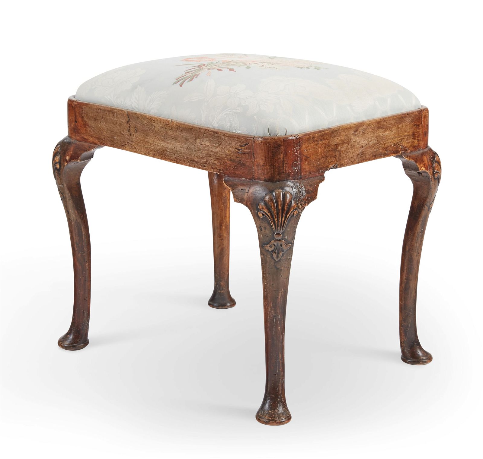 A GEORGE II STAINED WALNUT STOOLA