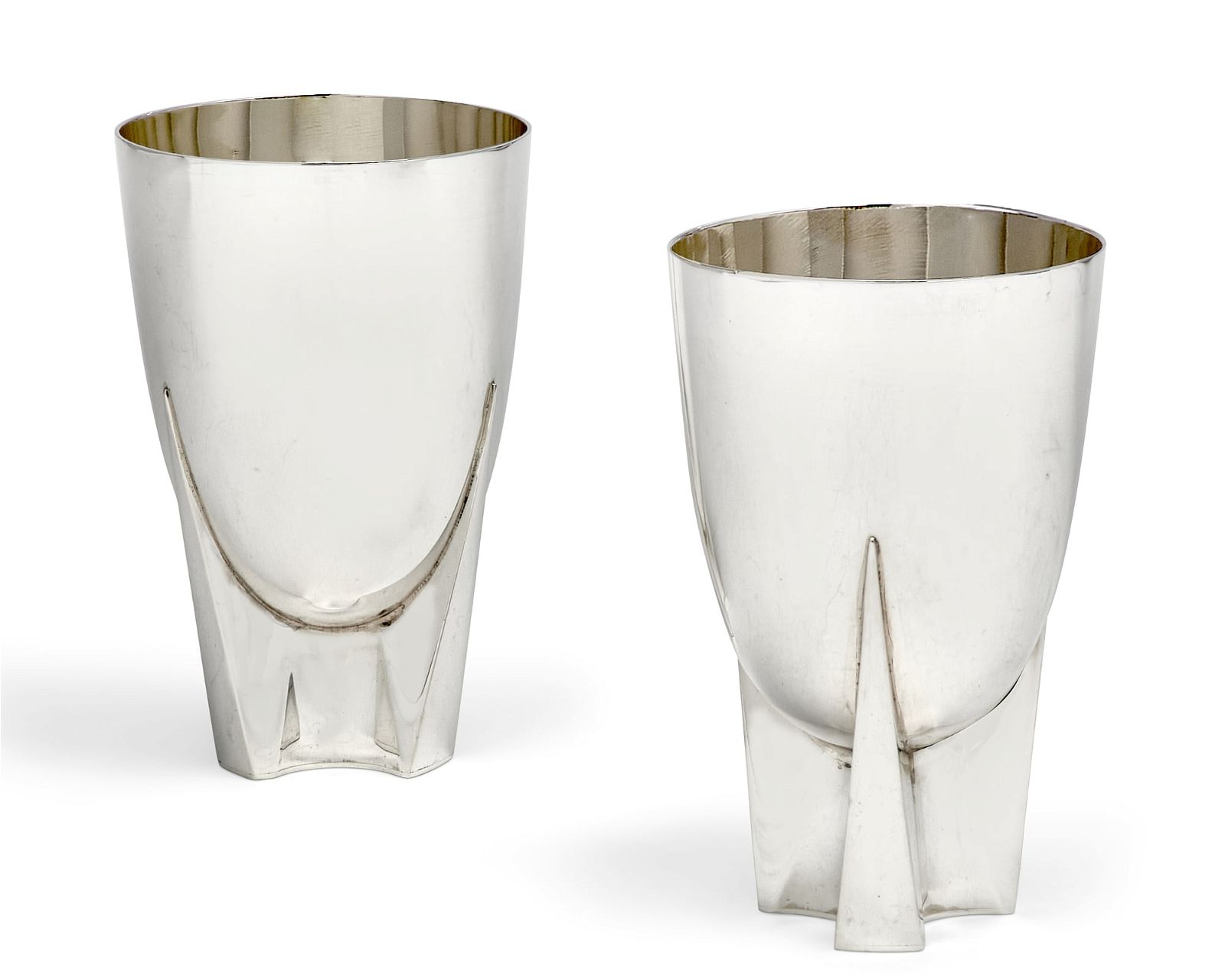 A PAIR OF ITALIAN STERLING  MODERNIST
