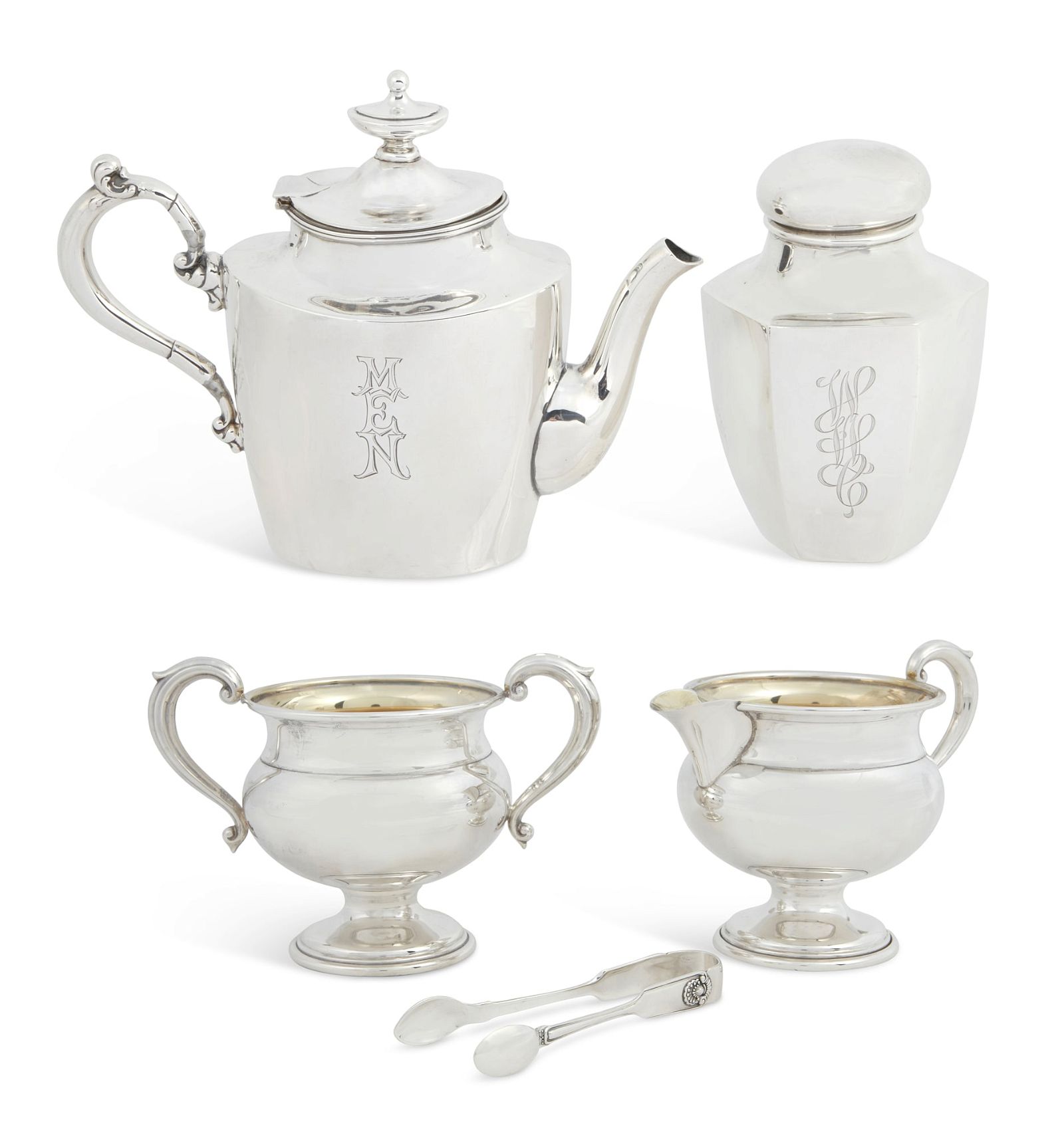 FIVE AMERICAN STERLING SILVER TEA