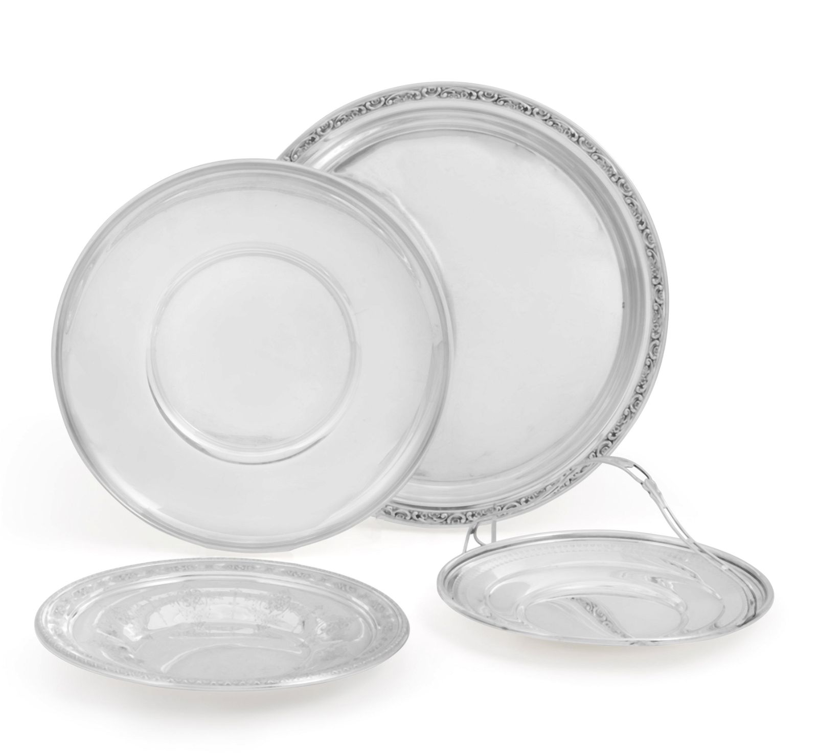 FOUR STERLING SILVER SERVING DISHESFour