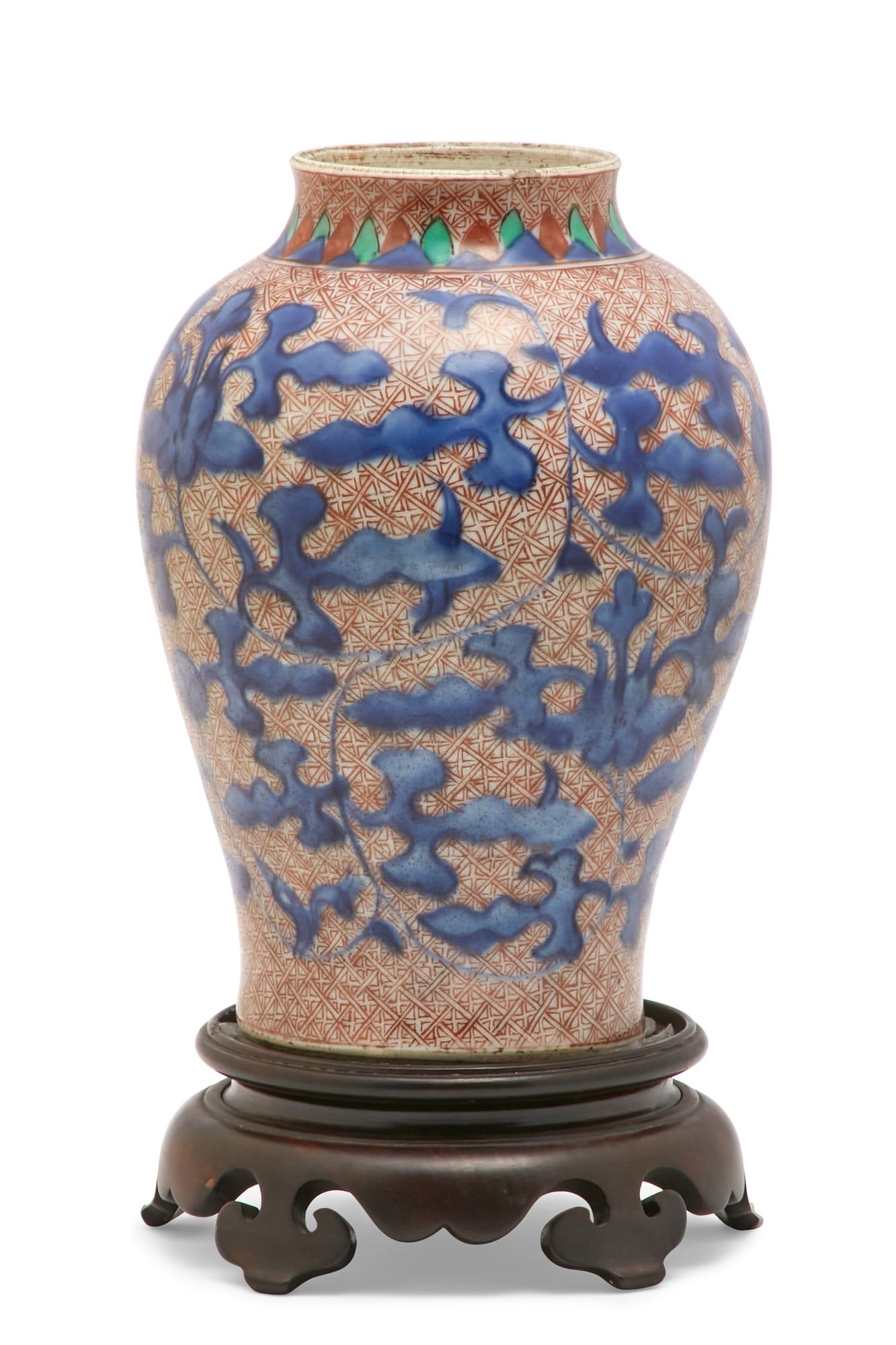 A CHINESE 'CLOBBERED' PORCELAIN