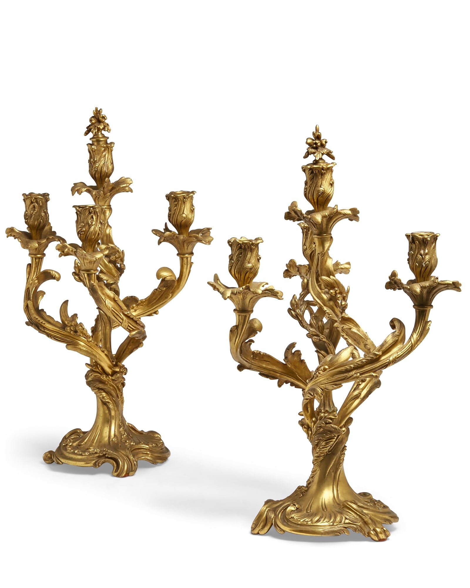 A PAIR OF LOUIS XV STYLE FOUR LIGHT