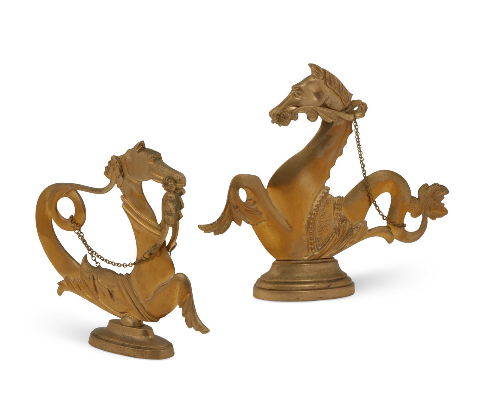 TWO CONTINENTAL BRASS SEAHORSE