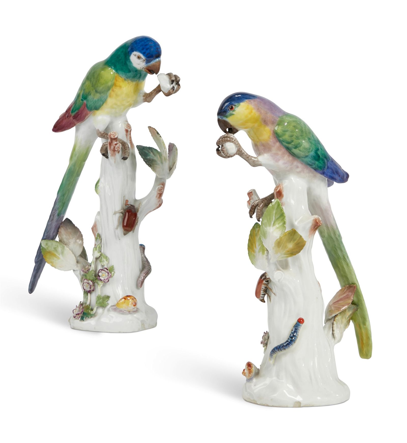 A PAIR OF MEISSEN PORCELAIN MODELS OF