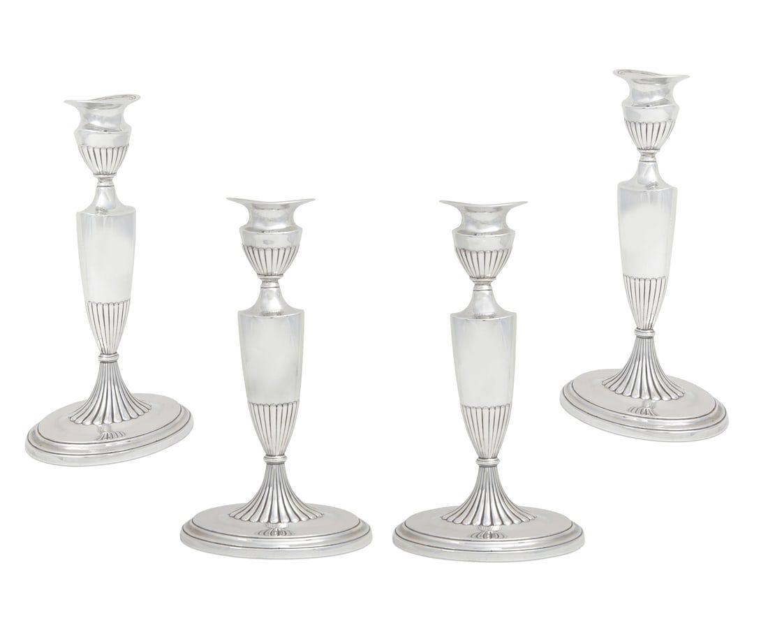 FOUR AMERICAN STERLING SILVER CANDLESTICKSA