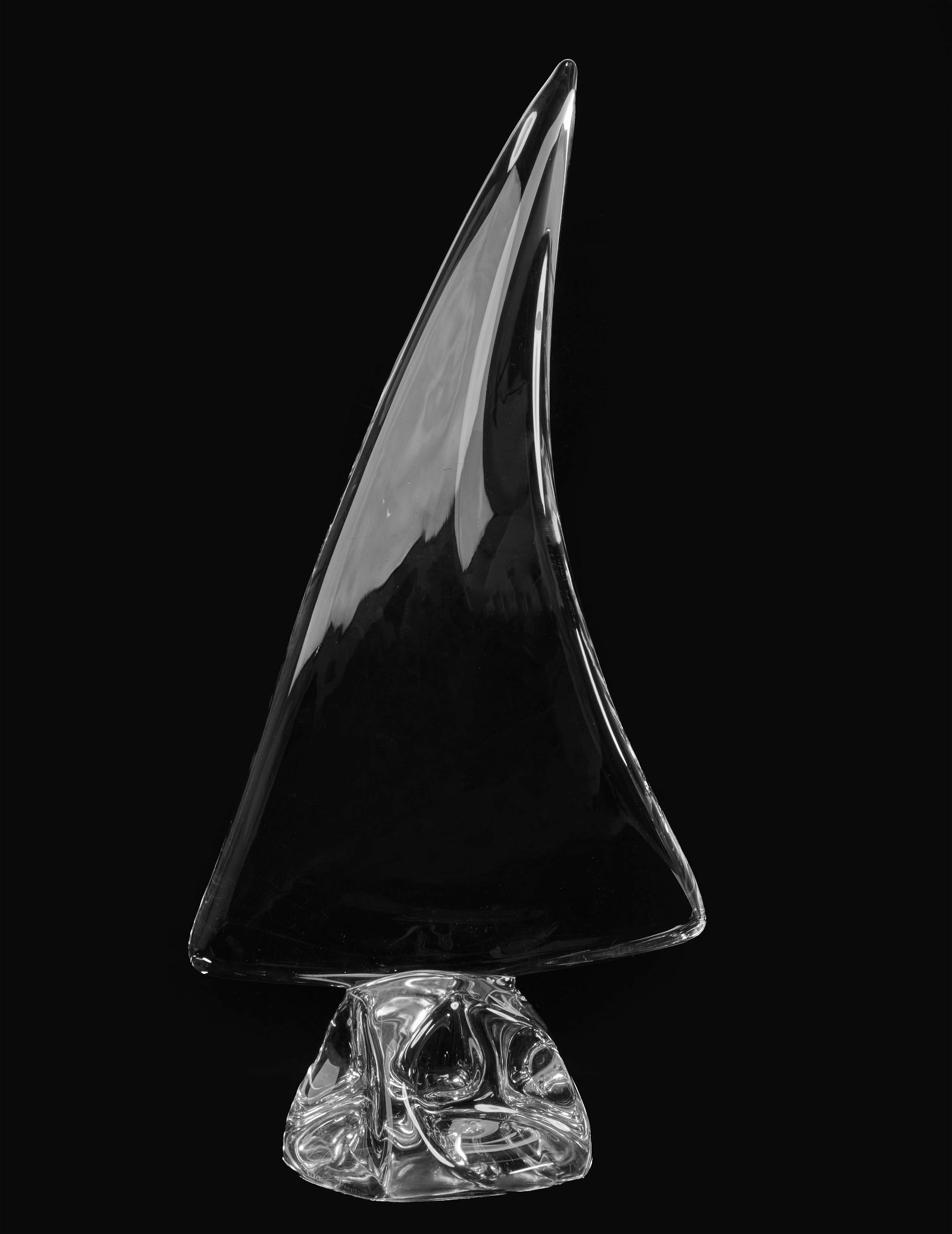 A DAUM GLASS MODEL OF A SAILBOAT,