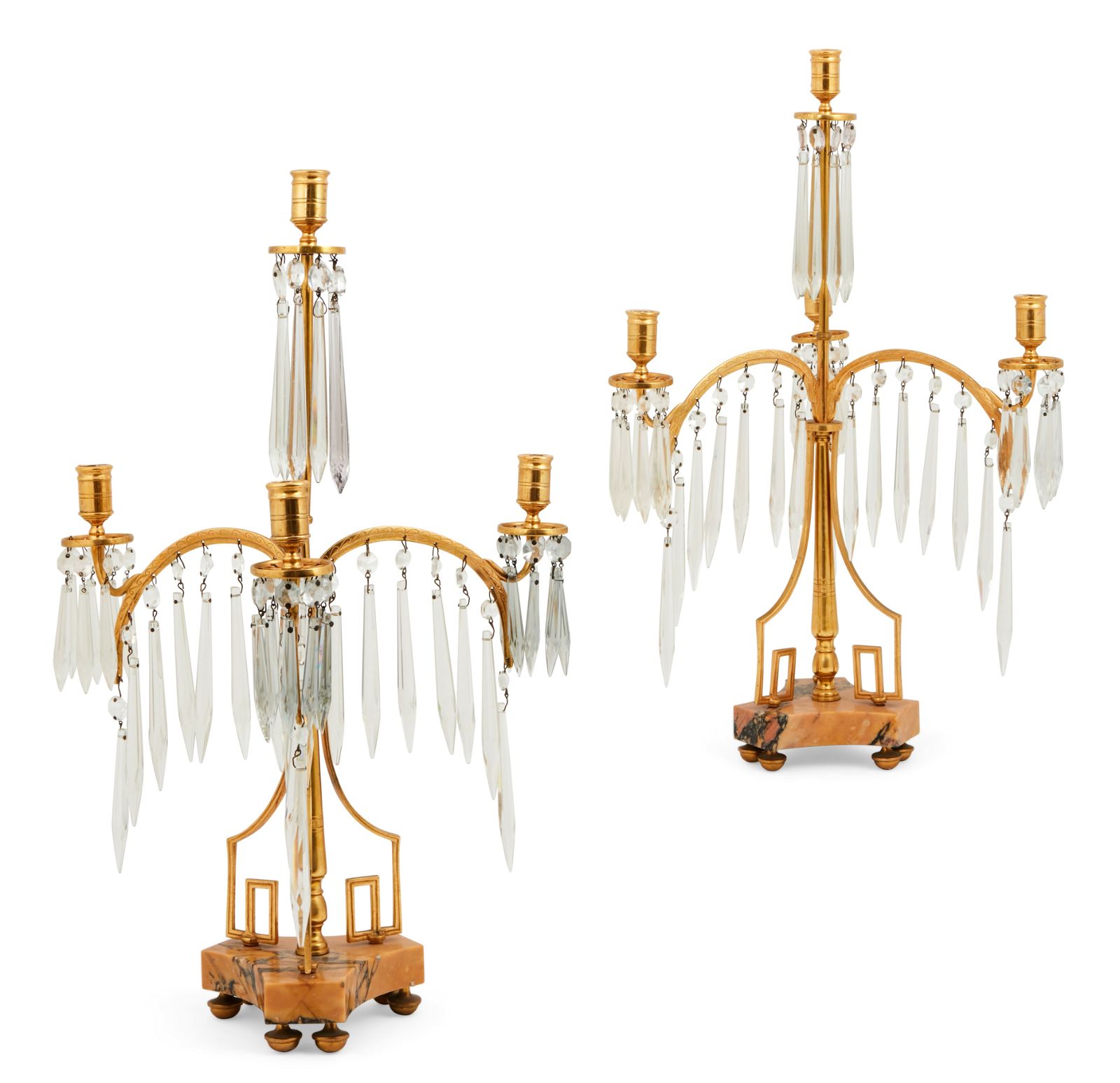A PAIR OF BALTIC FOUR LIGHT CANDELABRAA