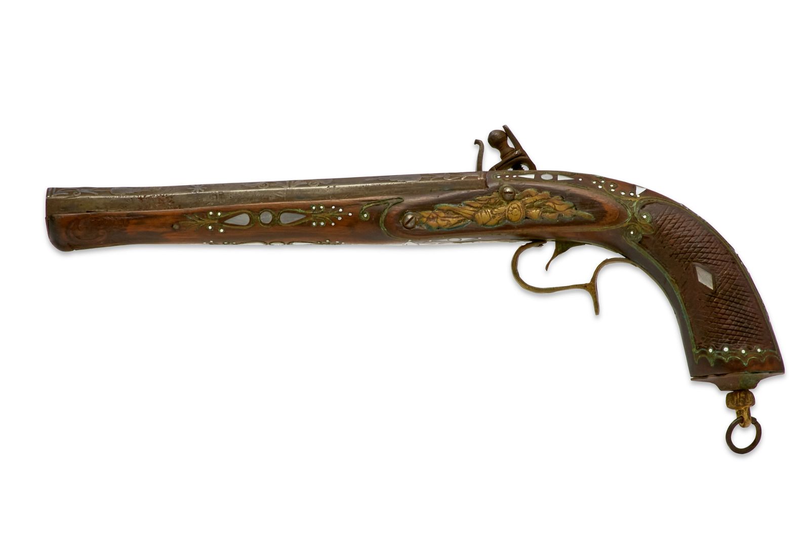 A CONTINENTAL MOTHER OF PEARL FLINTLOCK