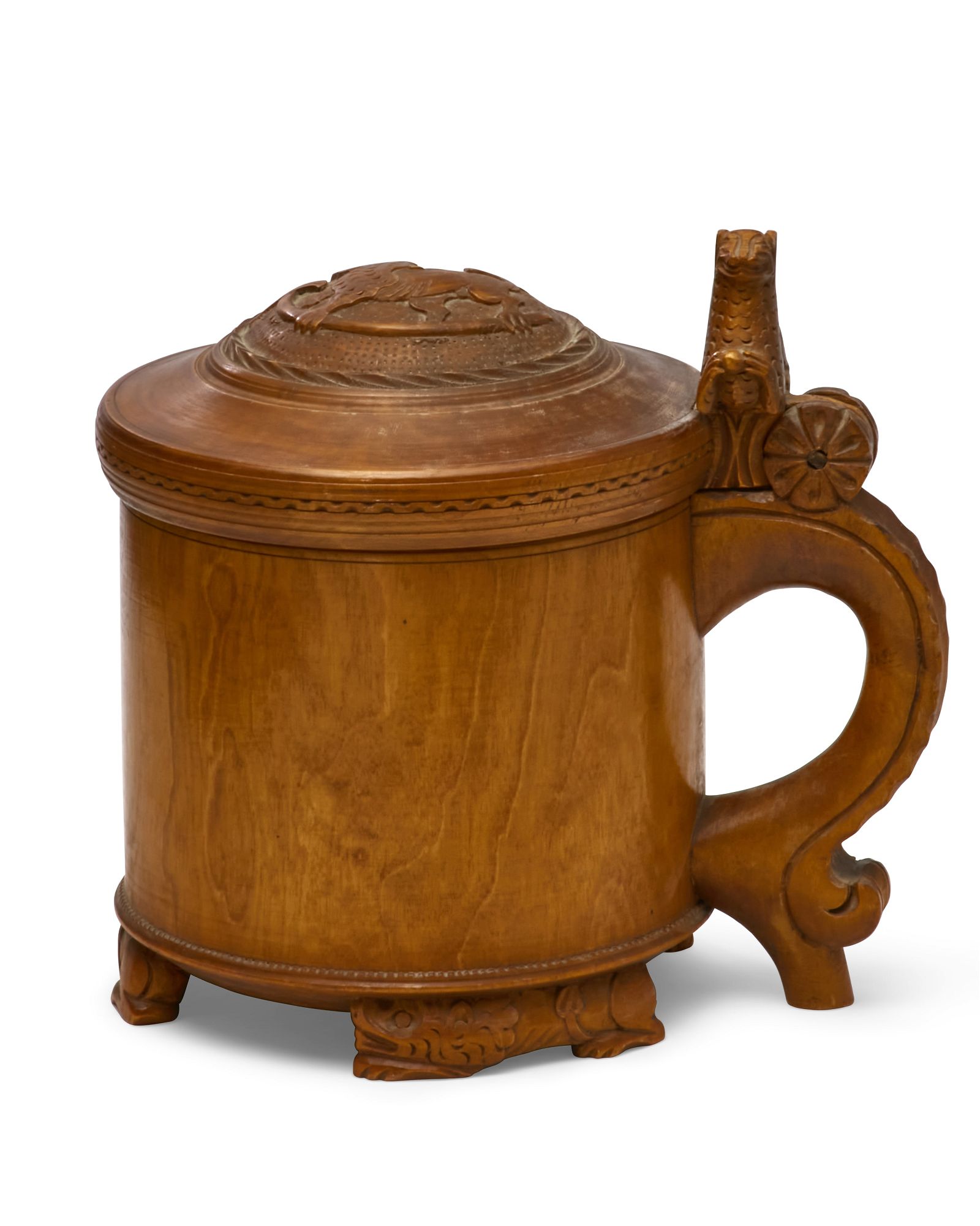 A NORWEGIAN BIRCH PEG TANKARD,