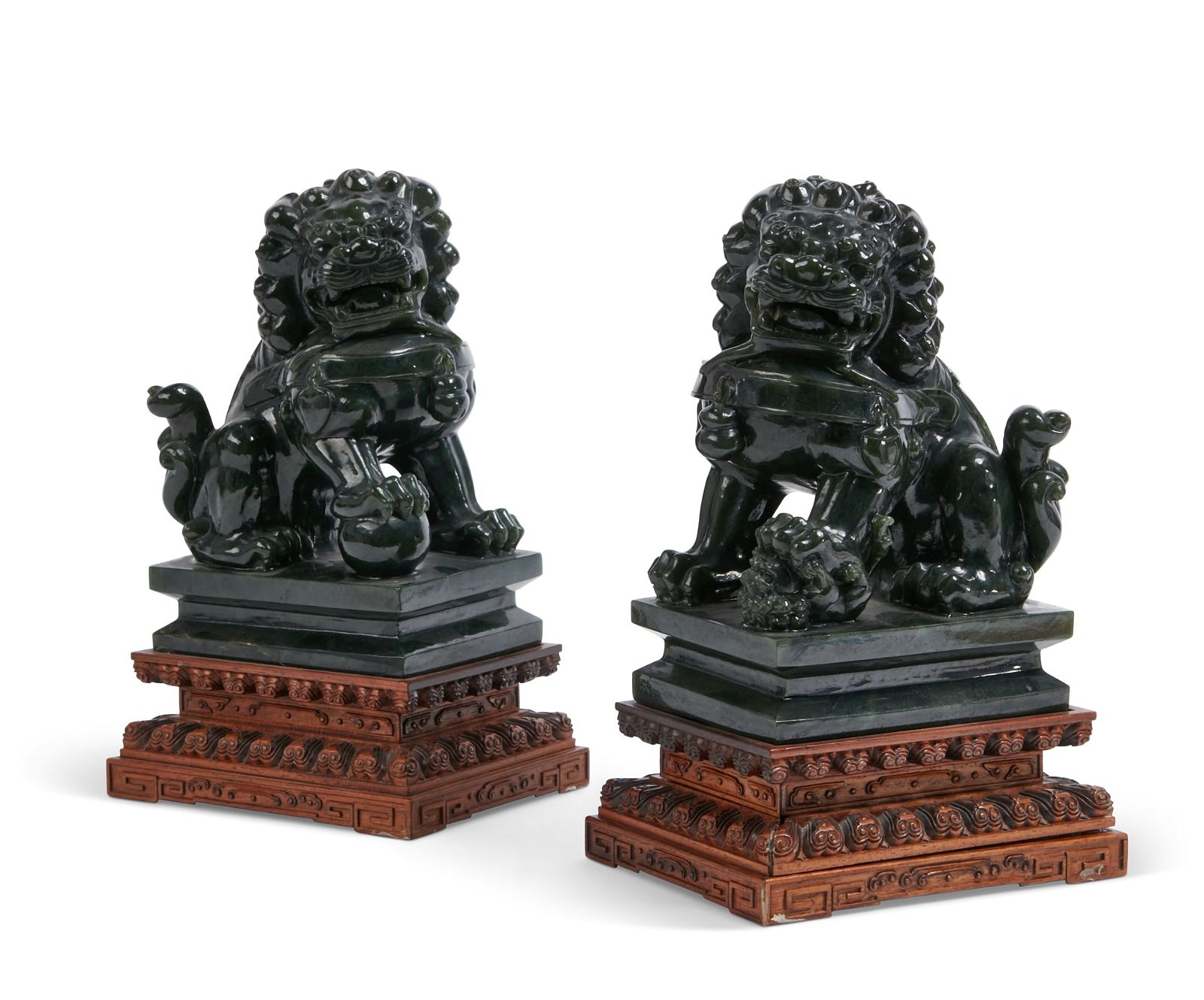 A PAIR OF CHINESE HARDSTONE MODELS